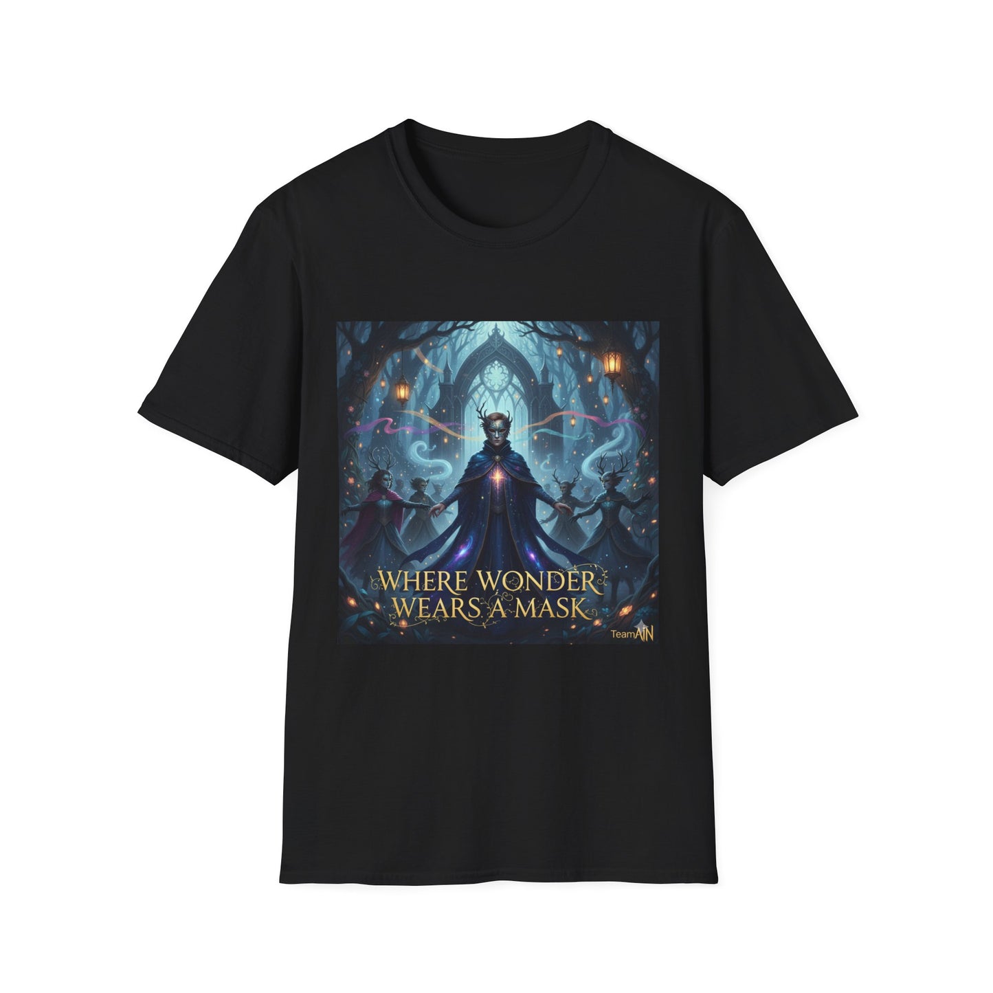 Mystical Mask Unisex T-Shirt - Where Wonder Wears a Mask, Fantasy Apparel, Gift for Dreamers, Casual Wear, Unique Design
