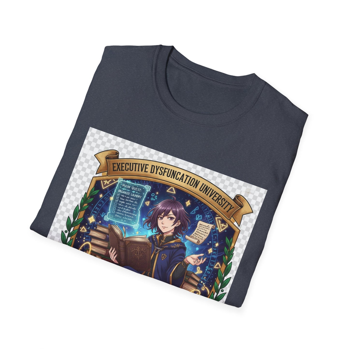 Executive Dysfunction University T-Shirt | Anime Overthinker’s Guild Tee, ADHD Humor Shirt, Otaku Academia Pride Top