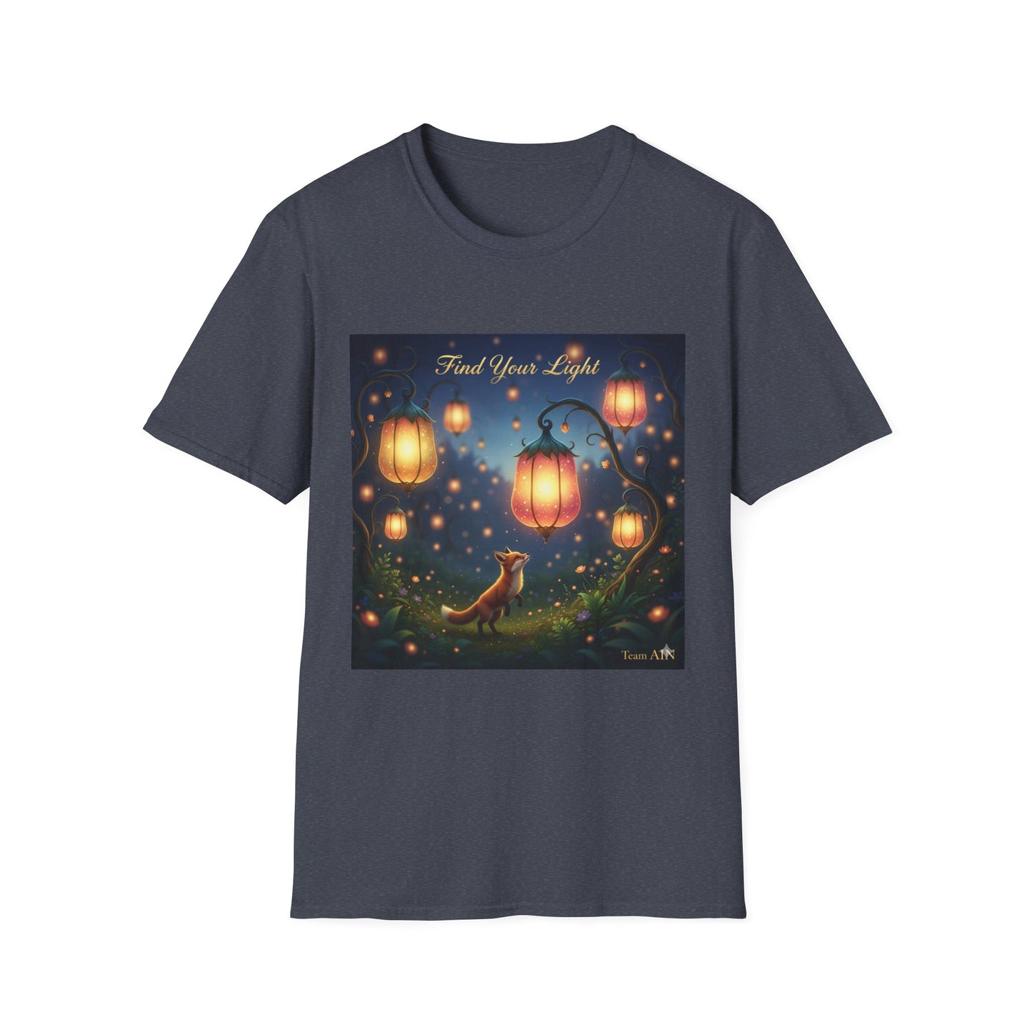 Enchanting 'Find Your Light' Unisex Softstyle T-Shirt, Inspirational Tee, Nature Lover Gift, Cozy Casual Wear, Lantern Art Shirt
