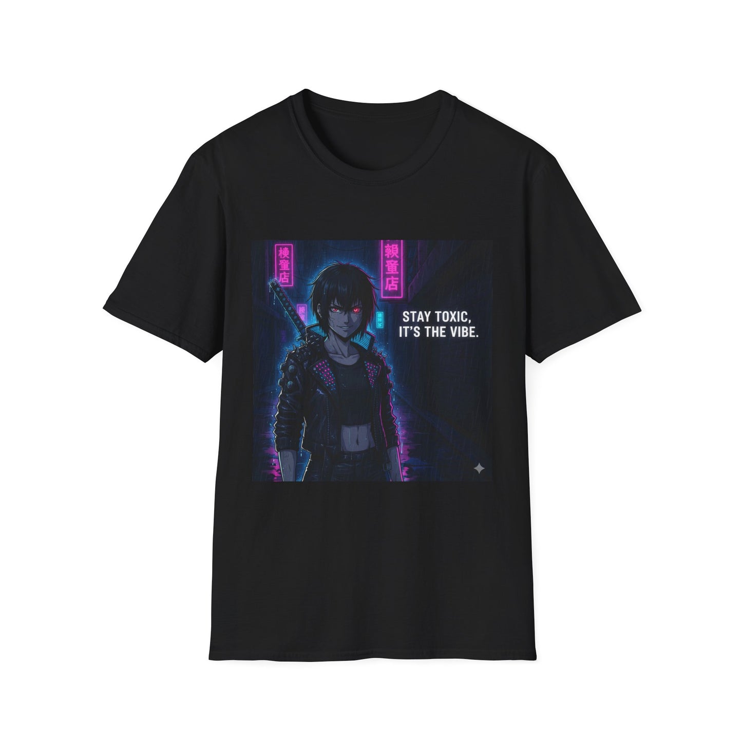 Cyberpunk Samurai T-Shirt – “Stay Toxic, It’s the Vibe” | Dark Anime Streetwear Graphic Tee