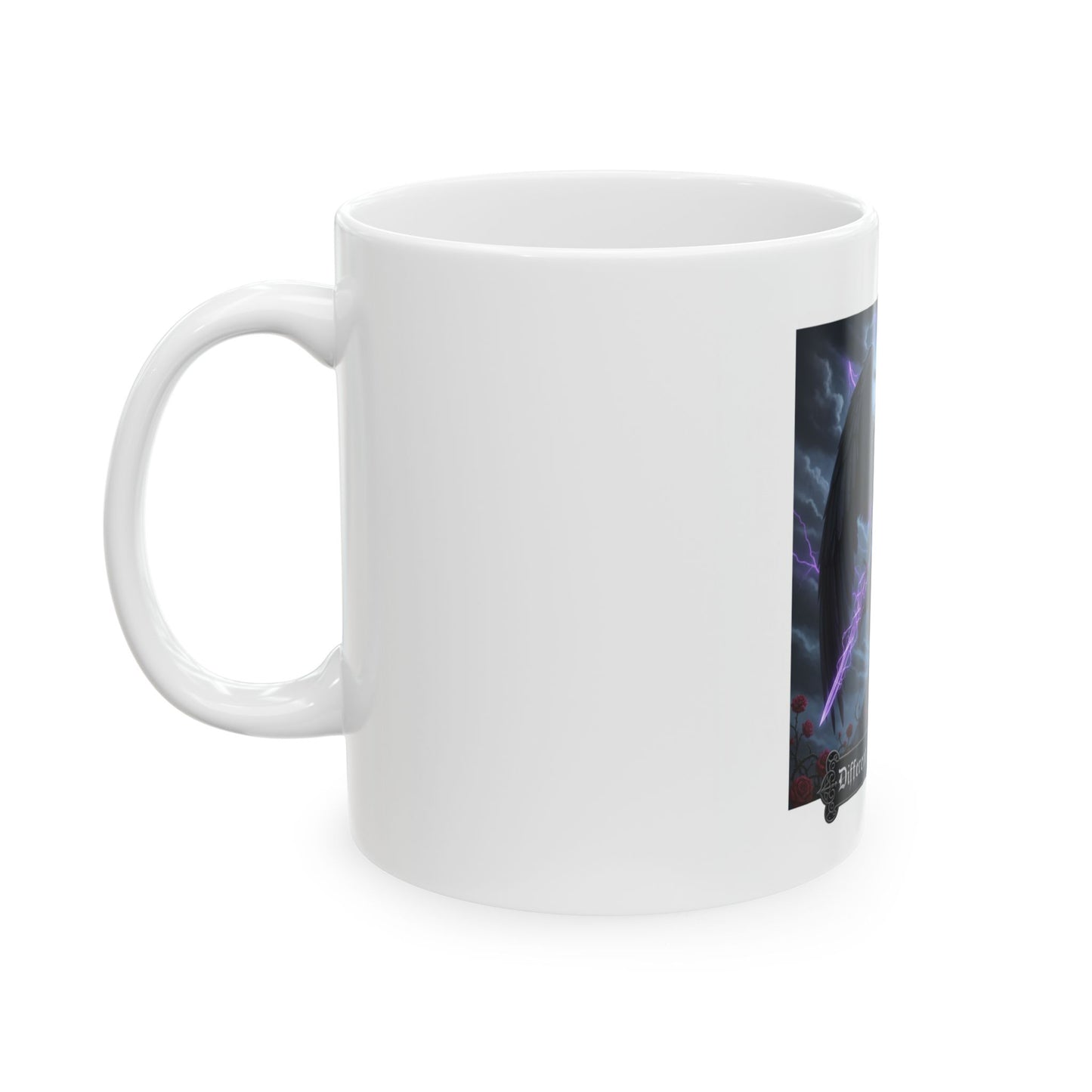 Dark Angel Ceramic Mug - Different Wiring, Same Fire, Fantasy Drinkware, Gothic Coffee Cup, Unique Art Gift, Spiritual Decor