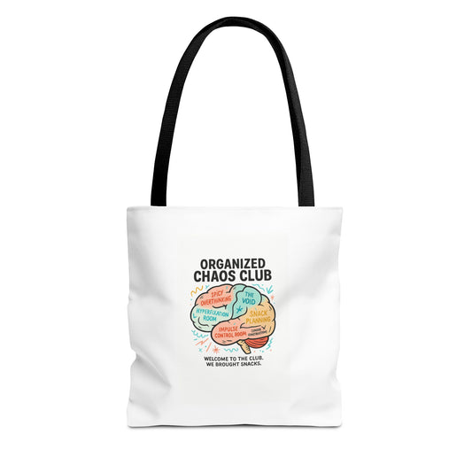 Organized Chaos Club Tote Bag - Unique Gift for Creative Minds, Perfect for Shopping, Travel, or School, Fun Design