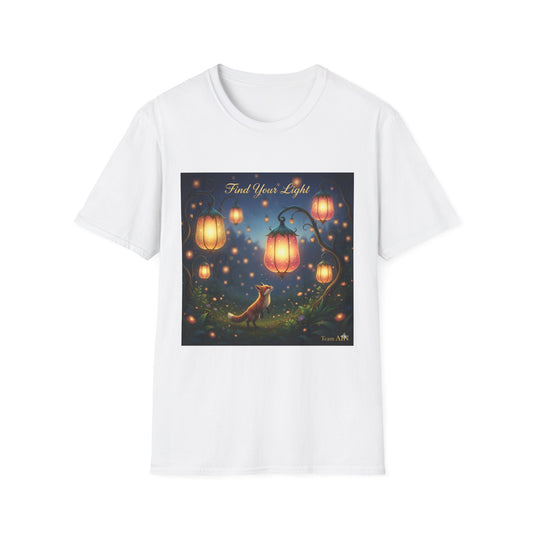 Enchanting 'Find Your Light' Unisex Softstyle T-Shirt, Inspirational Tee, Nature Lover Gift, Cozy Casual Wear, Lantern Art Shirt