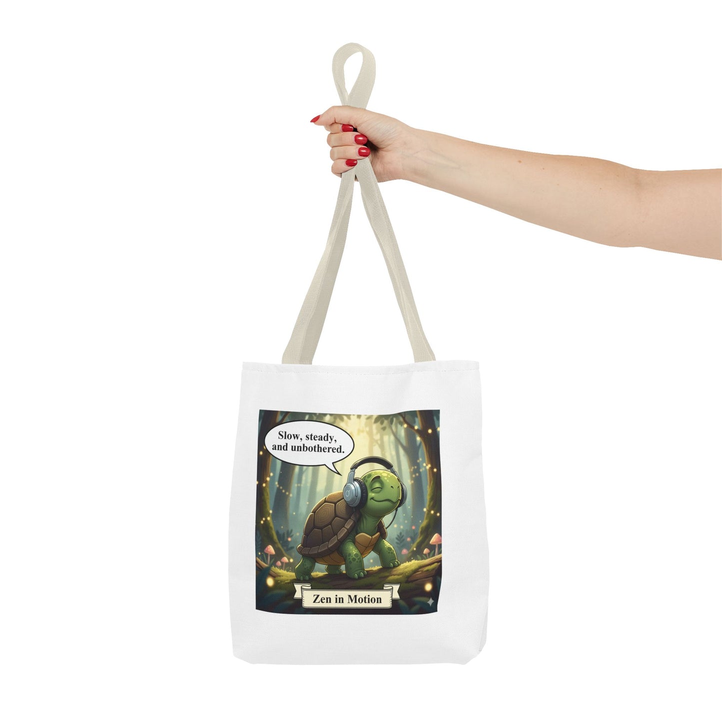Zen Turtle Tote Bag - Slow and Steady, Inspirational Bag for Nature Lovers, Eco-Friendly Shopping, Gift for Friends, Yoga, Mindfulness