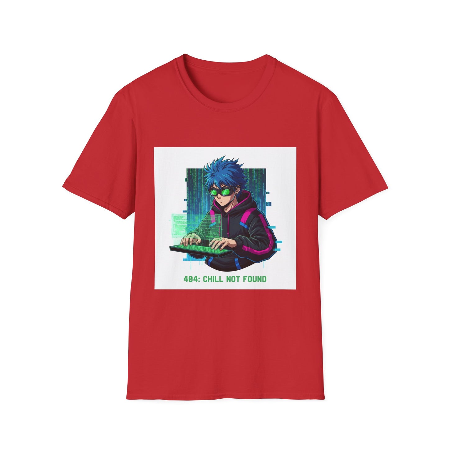Hacker Gamer T-Shirt – “404: Chill Not Found” | Cyberpunk Coding Graphic Tee