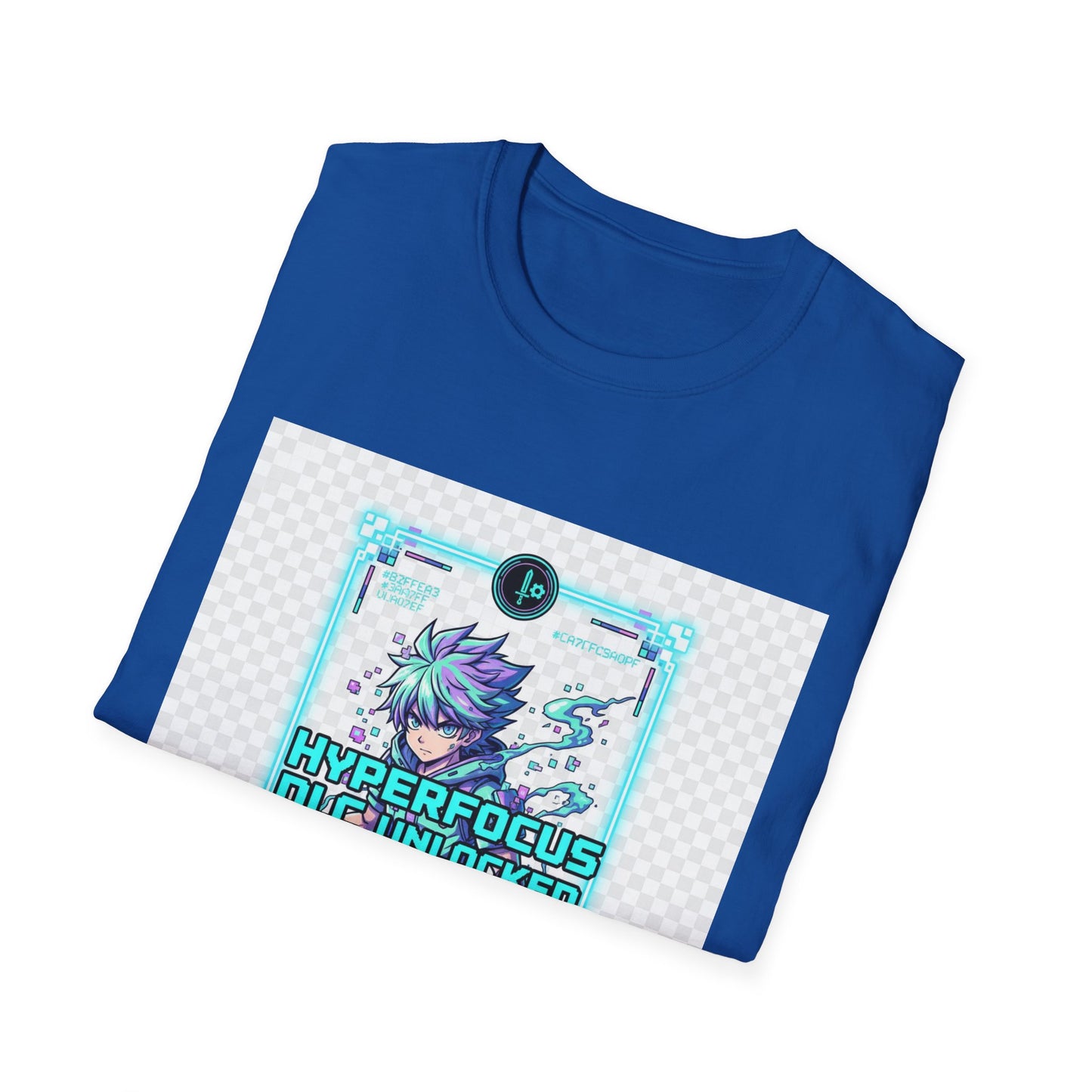Cyberpunk Anime T-Shirt – Glitchcore Blue Neon Tee | Neurospicy Gamer Shirt, Otaku Aesthetic Clothing, Vaporwave Core Top