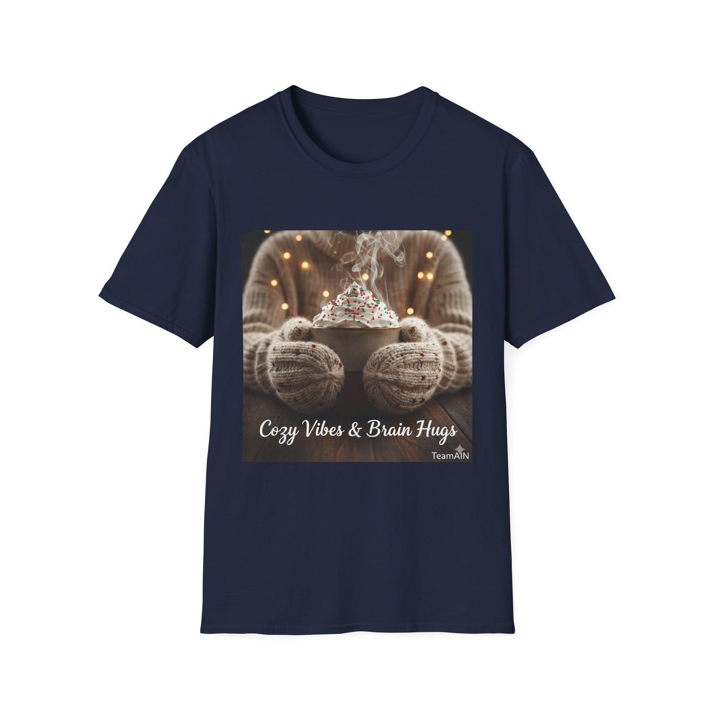 Cozy Vibes & Brain Hugs T-Shirt – Neurodivergent Comfort Holiday Tee