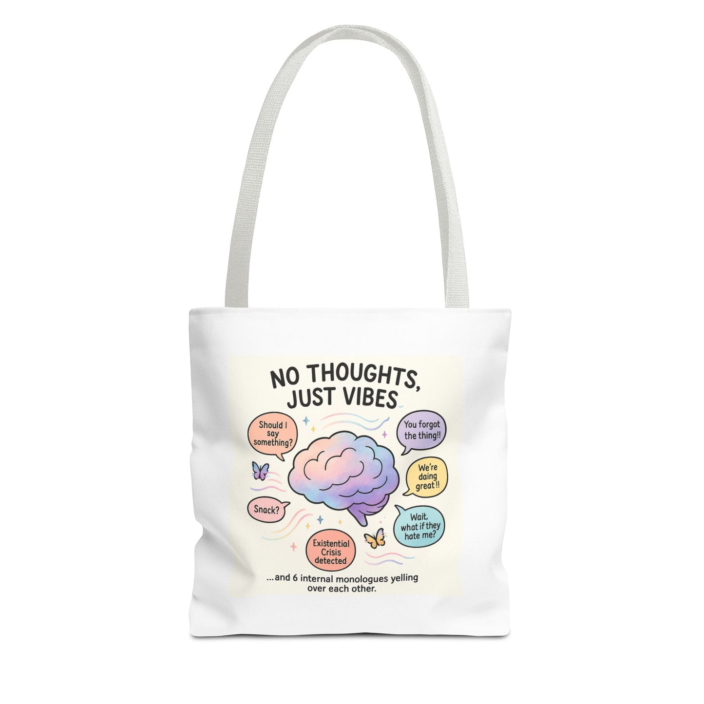 Vibrant Tote Bag - No Thoughts, Just Vibes, Fun Canvas Bag, Everyday Tote, Gift for Friends, Casual Outings, Beach Bag