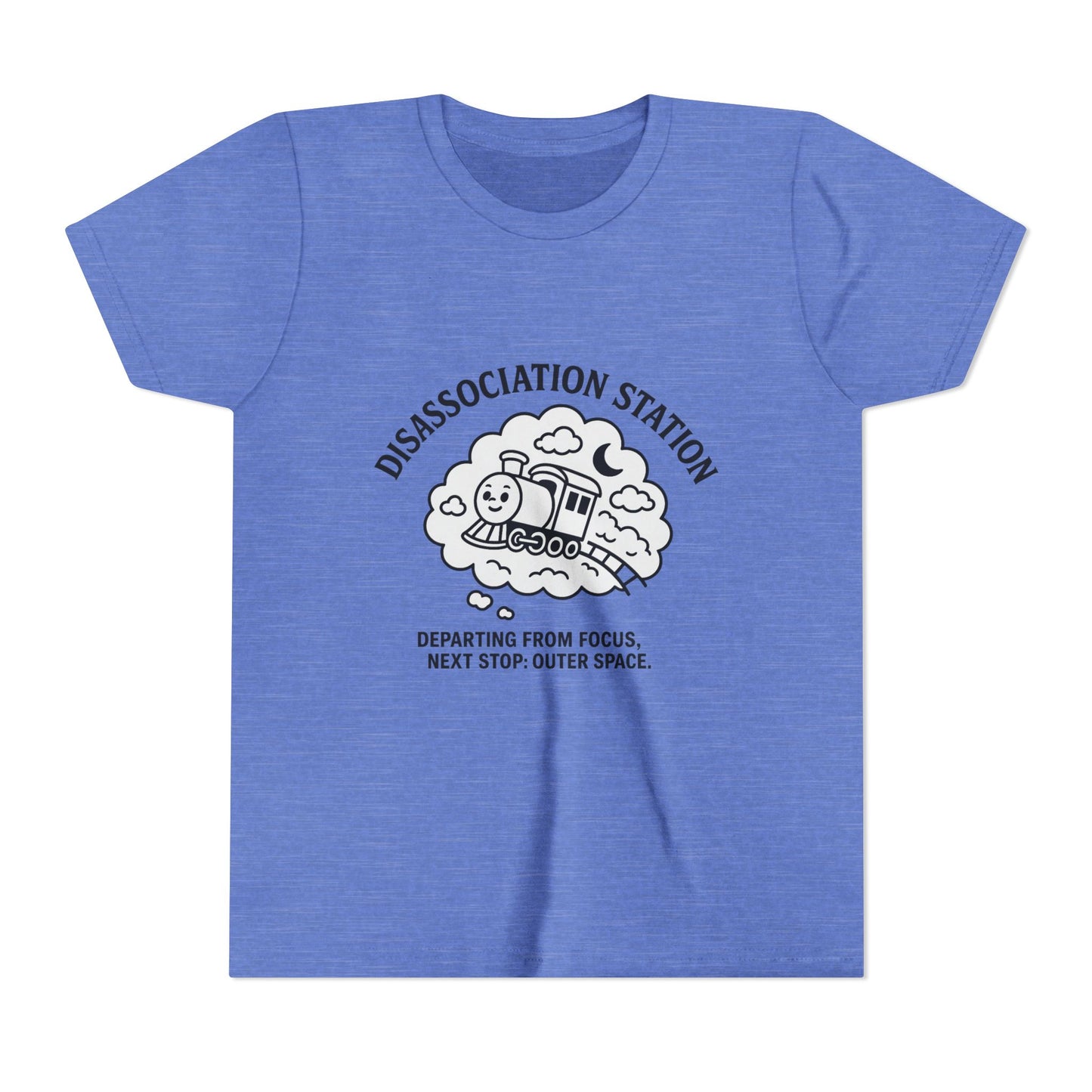 Disassociation Station Kids Tee - Fun Train Graphic, Youth Short Sleeve Shirt, Gift for Kids, Casual Everyday Wear, Cool Summer Top