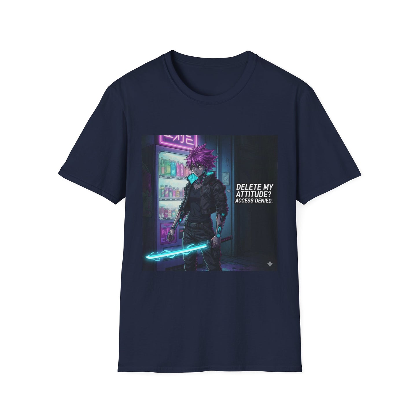 Cyberpunk Samurai T-Shirt – “Delete My Attitude? Access Denied.” | Futuristic Anime Streetwear