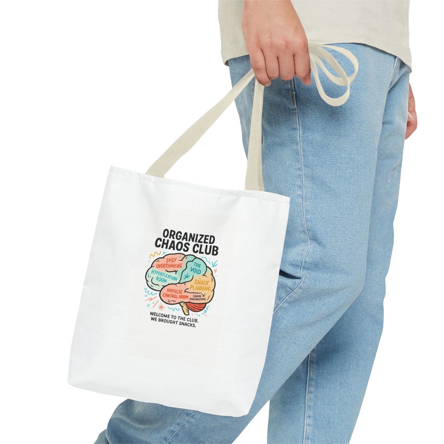 Organized Chaos Club Tote Bag - Unique Gift for Creative Minds, Perfect for Shopping, Travel, or School, Fun Design
