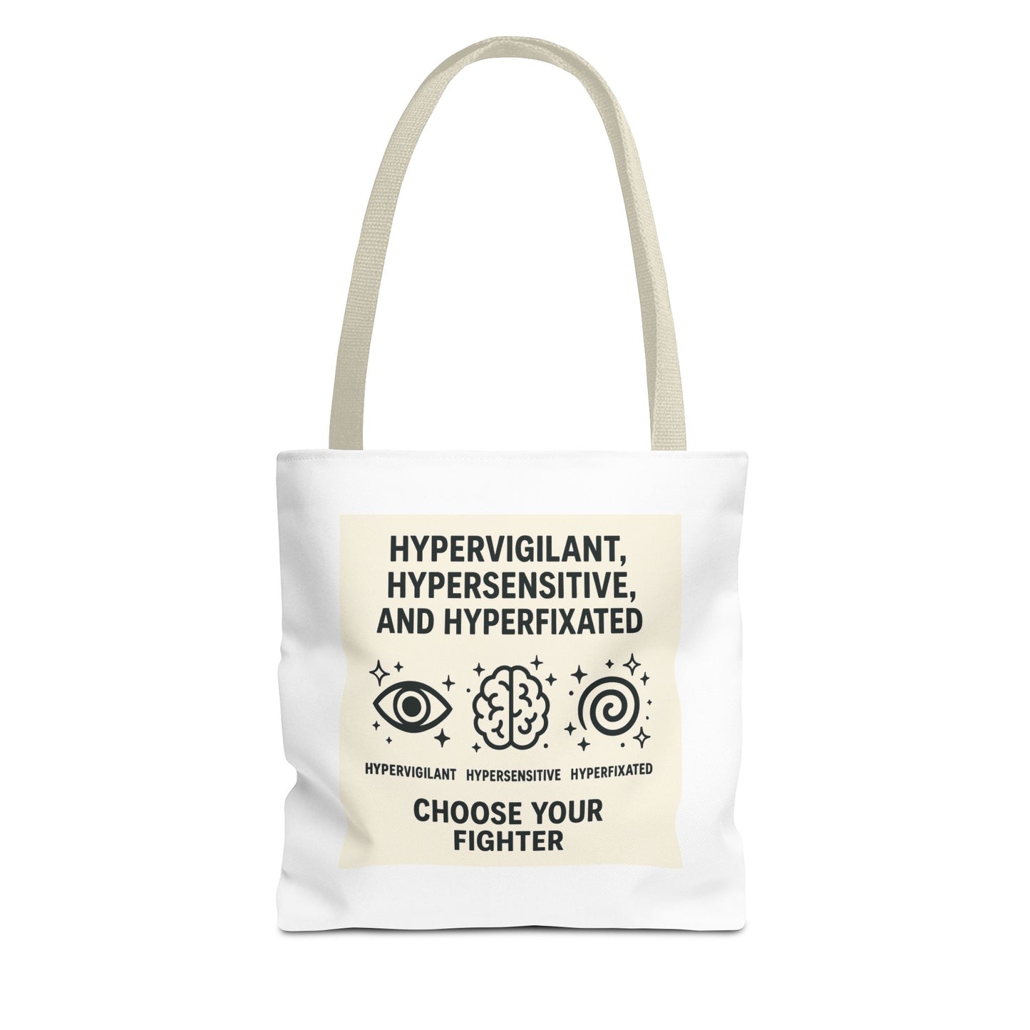Hypervigilant Tote Bag - Choose Your Fighter, Eco-Friendly Bag, Gift for Mental Health Awareness, Adjustable Shoulder Bag