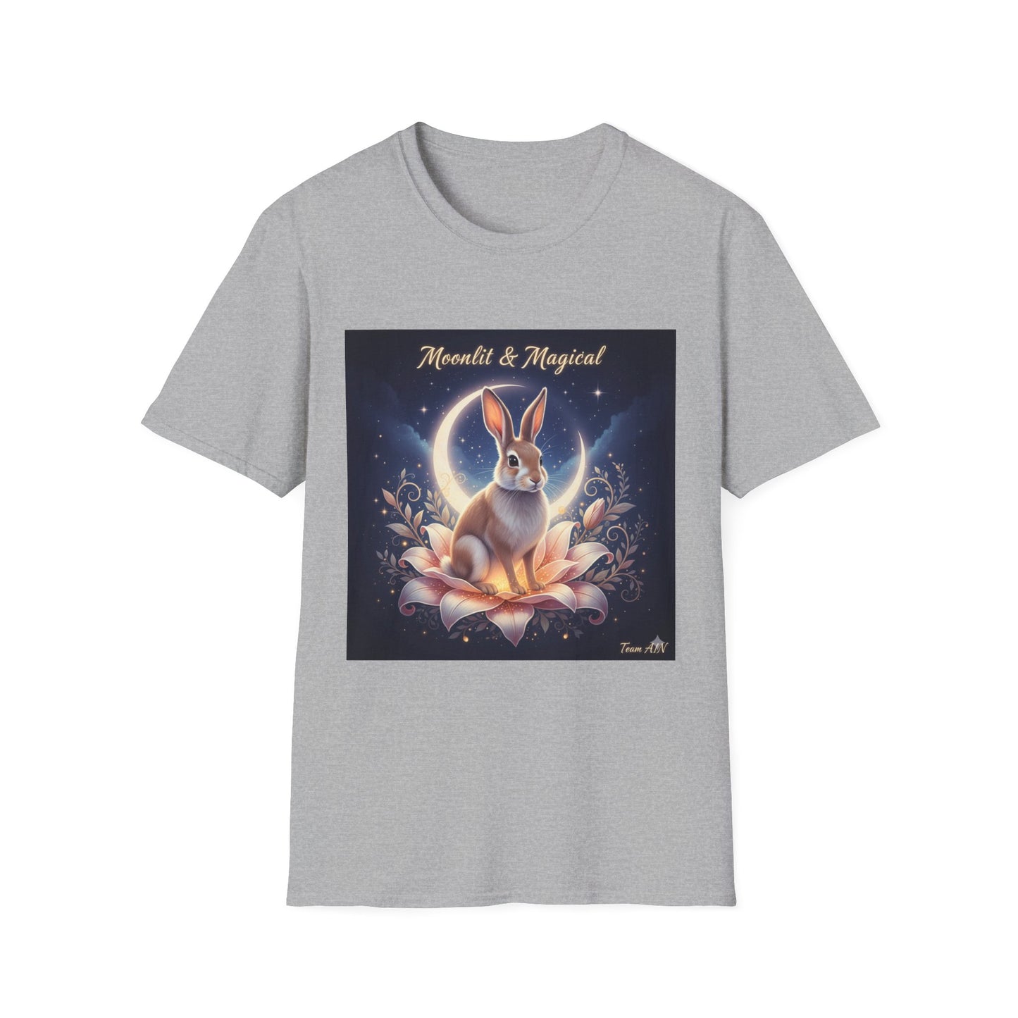 Moonlit & Magical Rabbit Unisex T-Shirt, Cute Rabbit Tee, Gift for Animal Lovers, Casual Wear, Nature Enthusiasts, Birthday Gift
