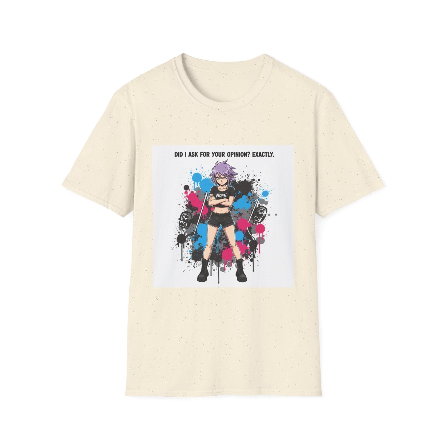 Bold Anime Girl Attitude T-Shirt – “Did I Ask for Your Opinion? Exactly.” | Punk Goth Graphic Tee