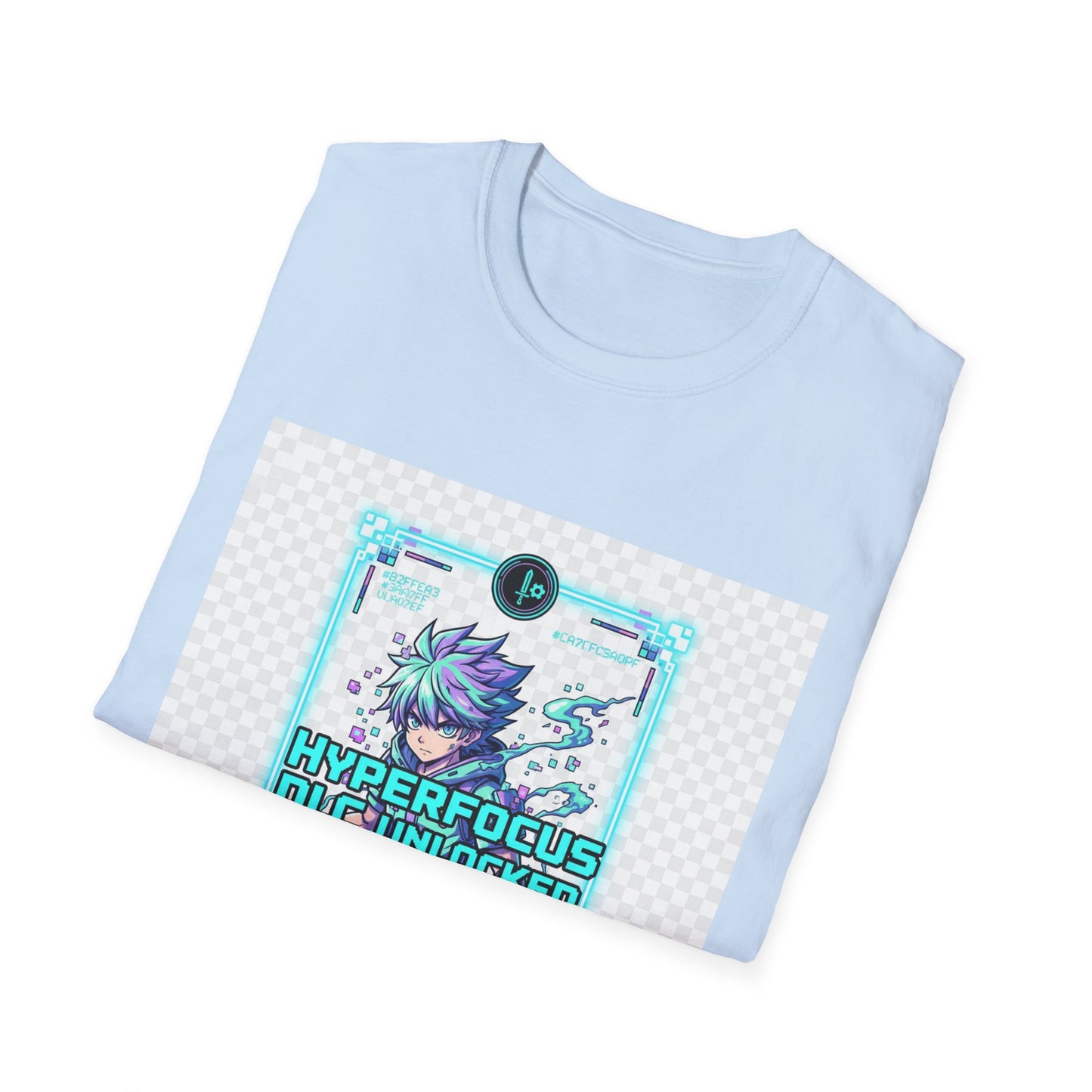 Cyberpunk Anime T-Shirt – Glitchcore Blue Neon Tee | Neurospicy Gamer Shirt, Otaku Aesthetic Clothing, Vaporwave Core Top