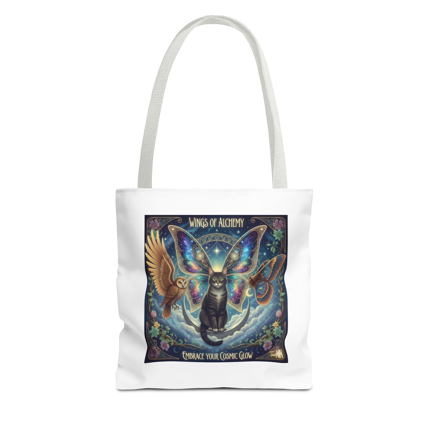 Mystical Cat Tote Bag - Wings of Alchemy, Perfect for Gifts, Shopping, Eco-Friendly Use, Festival Companion, Art Lovers