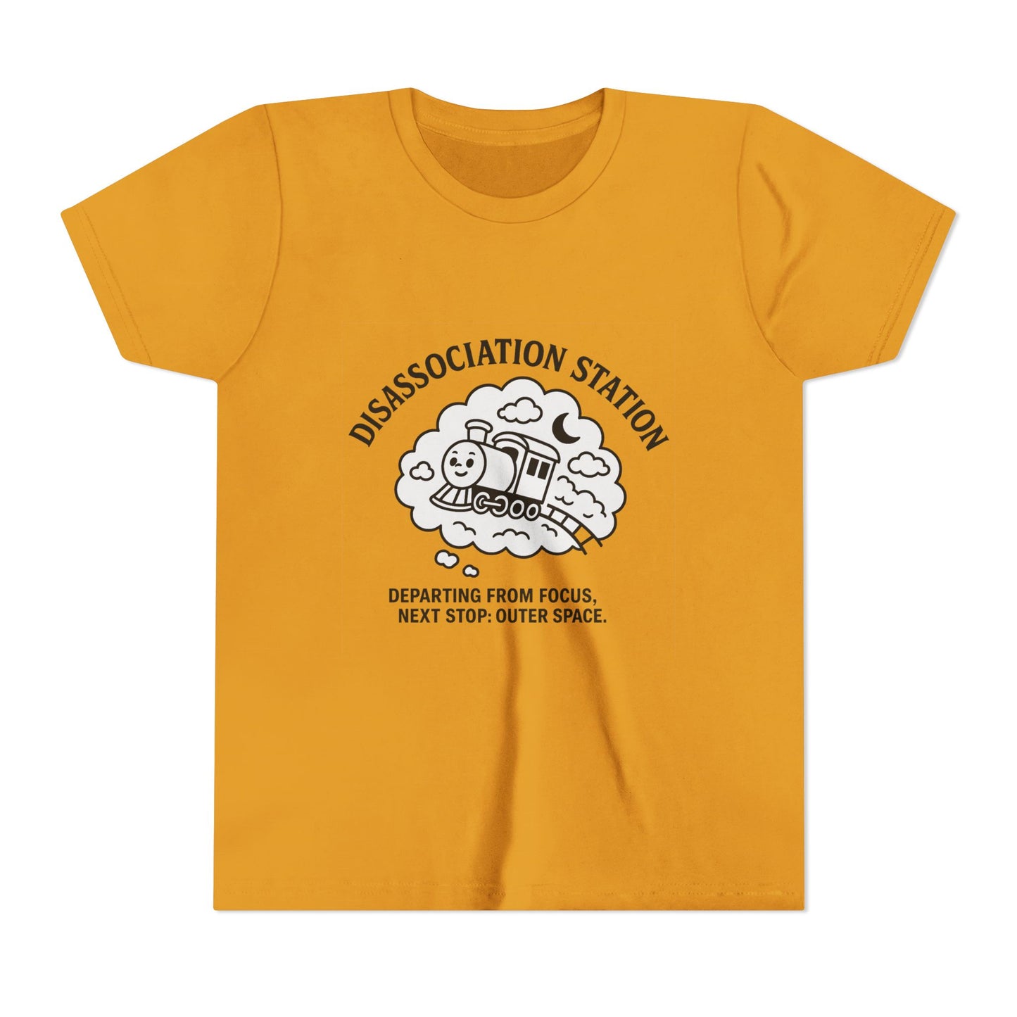 Disassociation Station Kids Tee - Fun Train Graphic, Youth Short Sleeve Shirt, Gift for Kids, Casual Everyday Wear, Cool Summer Top