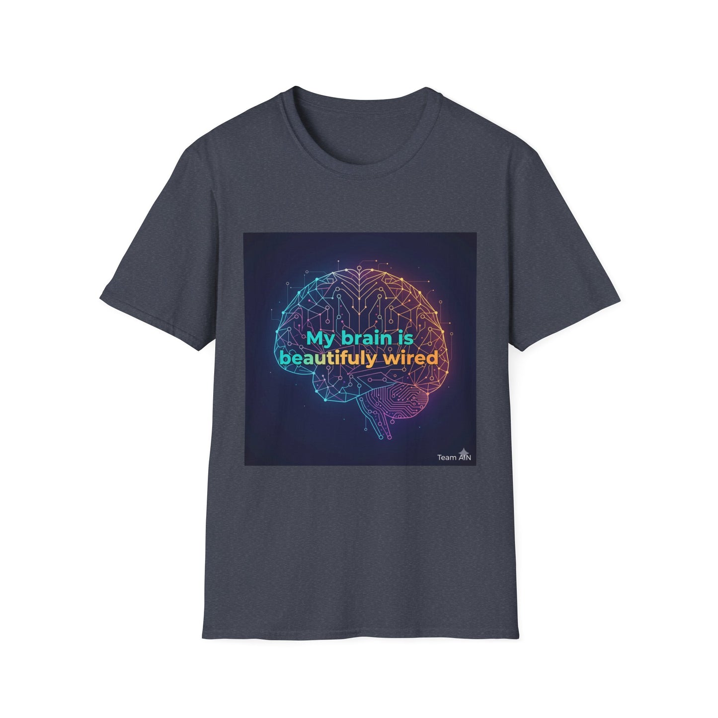 "My Brain Is Beautifully Wired" Neurodiversity T-Shirt – Circuit Brain Design on White Tee