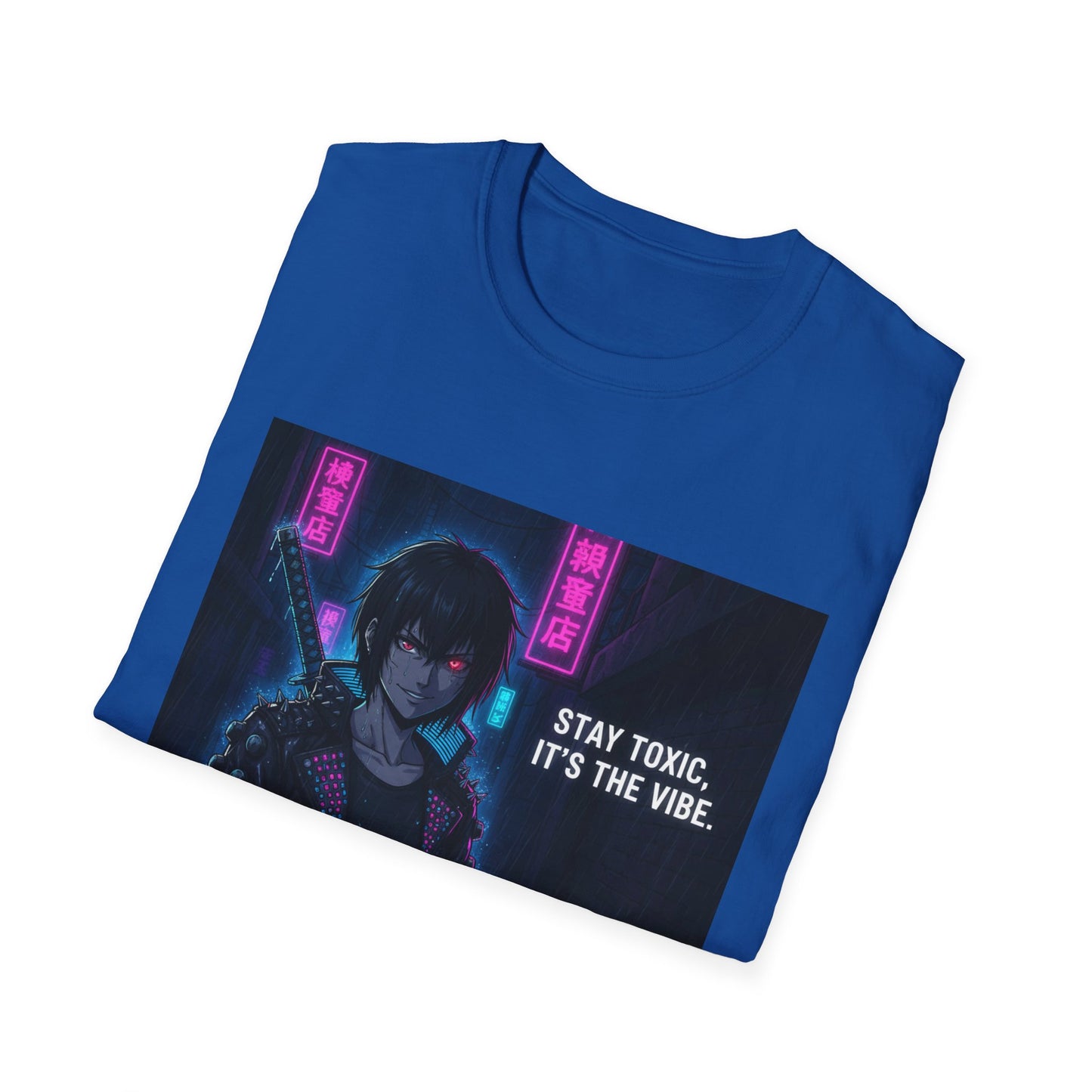 Cyberpunk Samurai T-Shirt – “Stay Toxic, It’s the Vibe” | Dark Anime Streetwear Graphic Tee