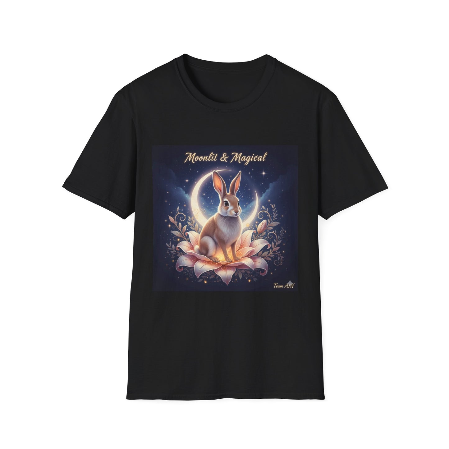 Moonlit & Magical Rabbit Unisex T-Shirt, Cute Rabbit Tee, Gift for Animal Lovers, Casual Wear, Nature Enthusiasts, Birthday Gift