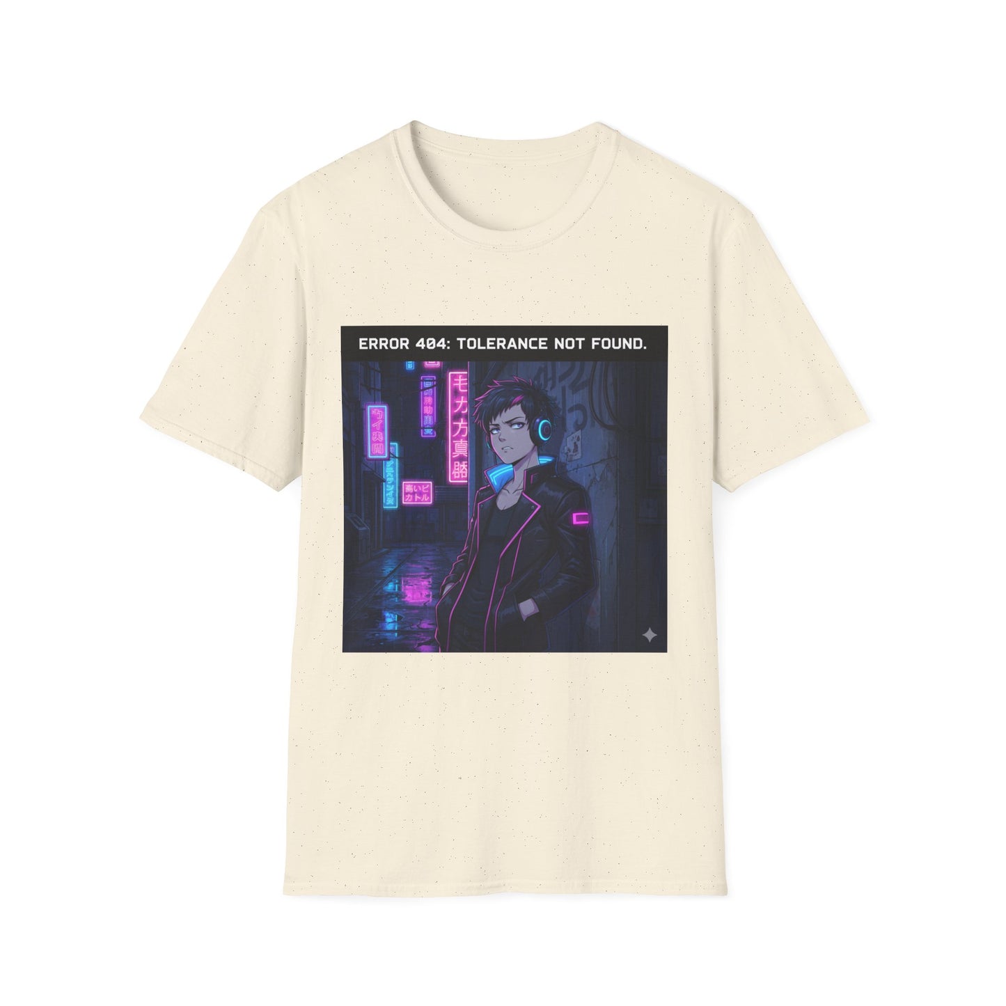 Cyberpunk Error 404 Unisex Softstyle T-Shirt, Graphic Tee, Retro Aesthetic Top, Streetwear Shirt, Gift for Tech Lovers