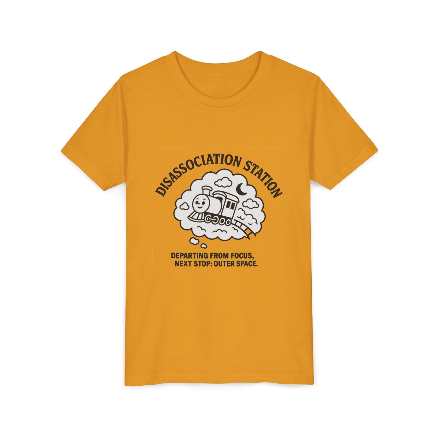 Disassociation Station Kids Tee - Fun Train Graphic, Youth Short Sleeve Shirt, Gift for Kids, Casual Everyday Wear, Cool Summer Top