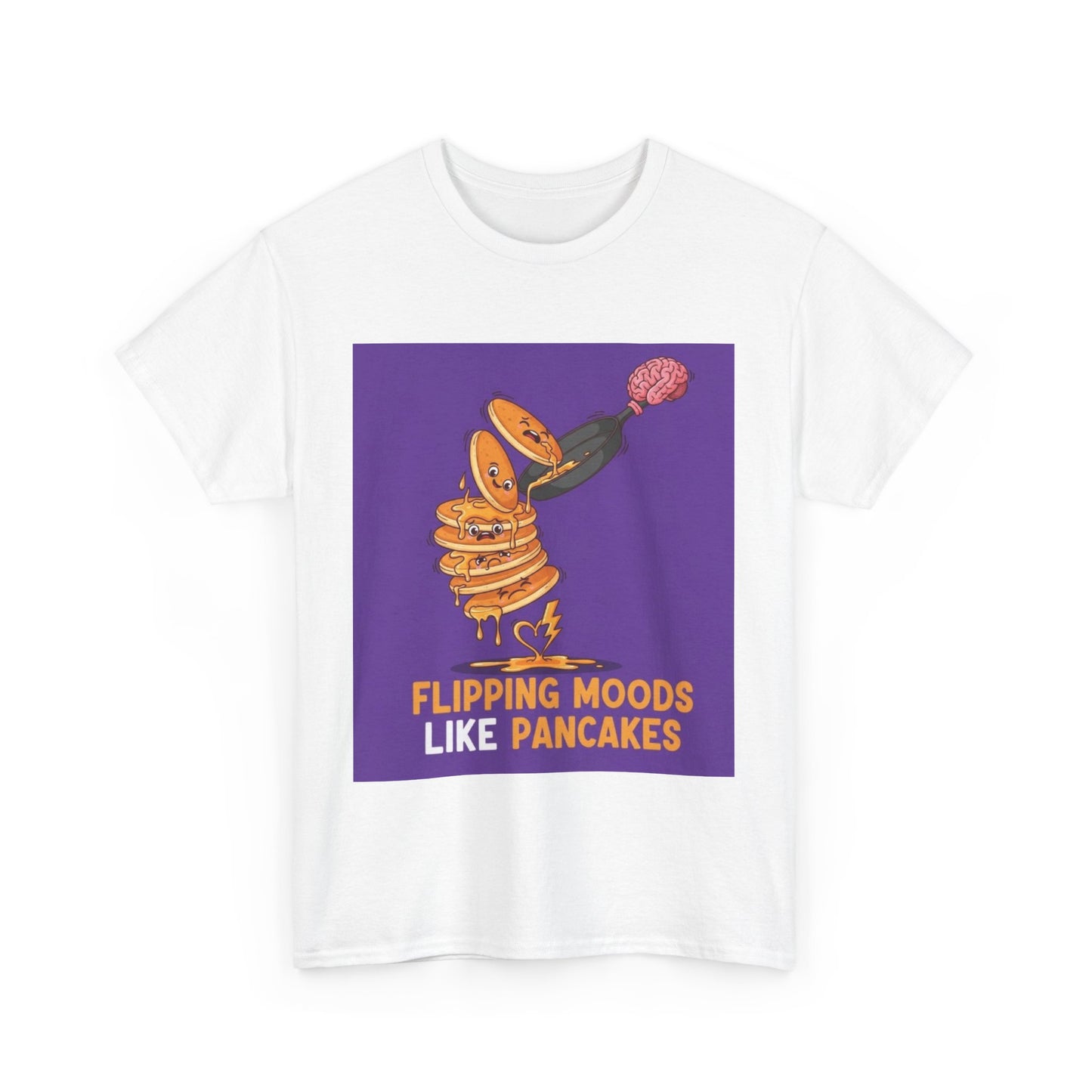 Flipping Moods Pancake Tee | Fun Unisex Cotton T-Shirt, Gift for Food Lovers, Quirky Breakfast Shirt, Casual Wear, Cute Humor Apparel