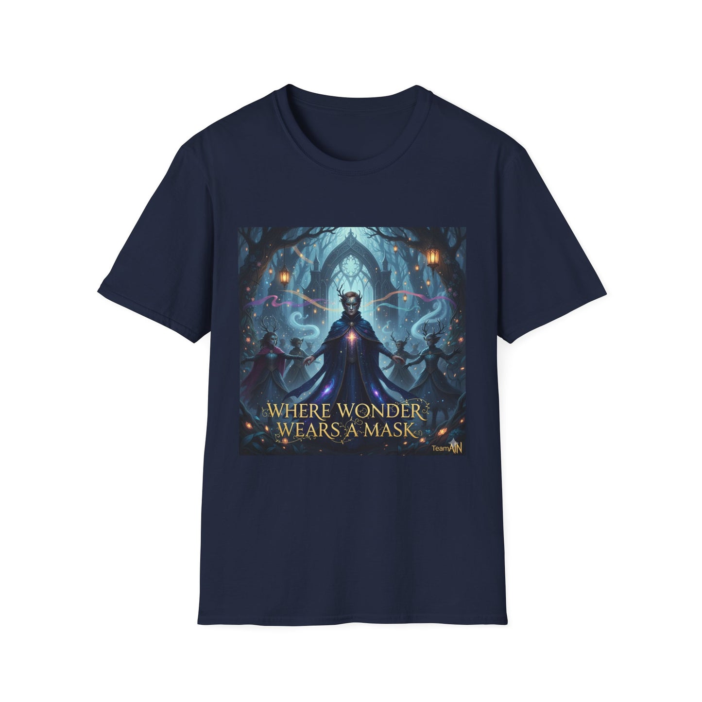 Mystical Mask Unisex T-Shirt - Where Wonder Wears a Mask, Fantasy Apparel, Gift for Dreamers, Casual Wear, Unique Design