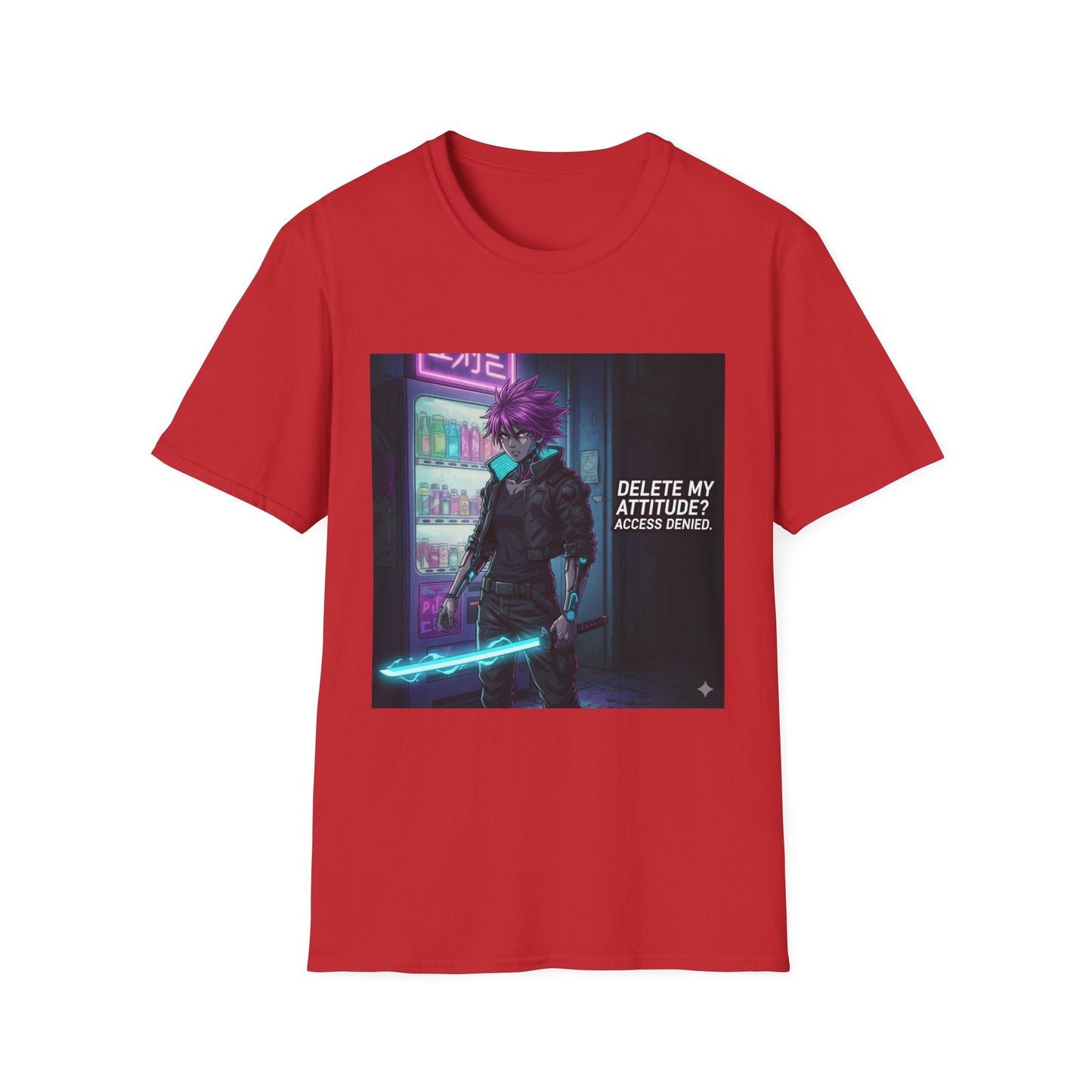 Cyberpunk Samurai T-Shirt – “Delete My Attitude? Access Denied.” | Futuristic Anime Streetwear