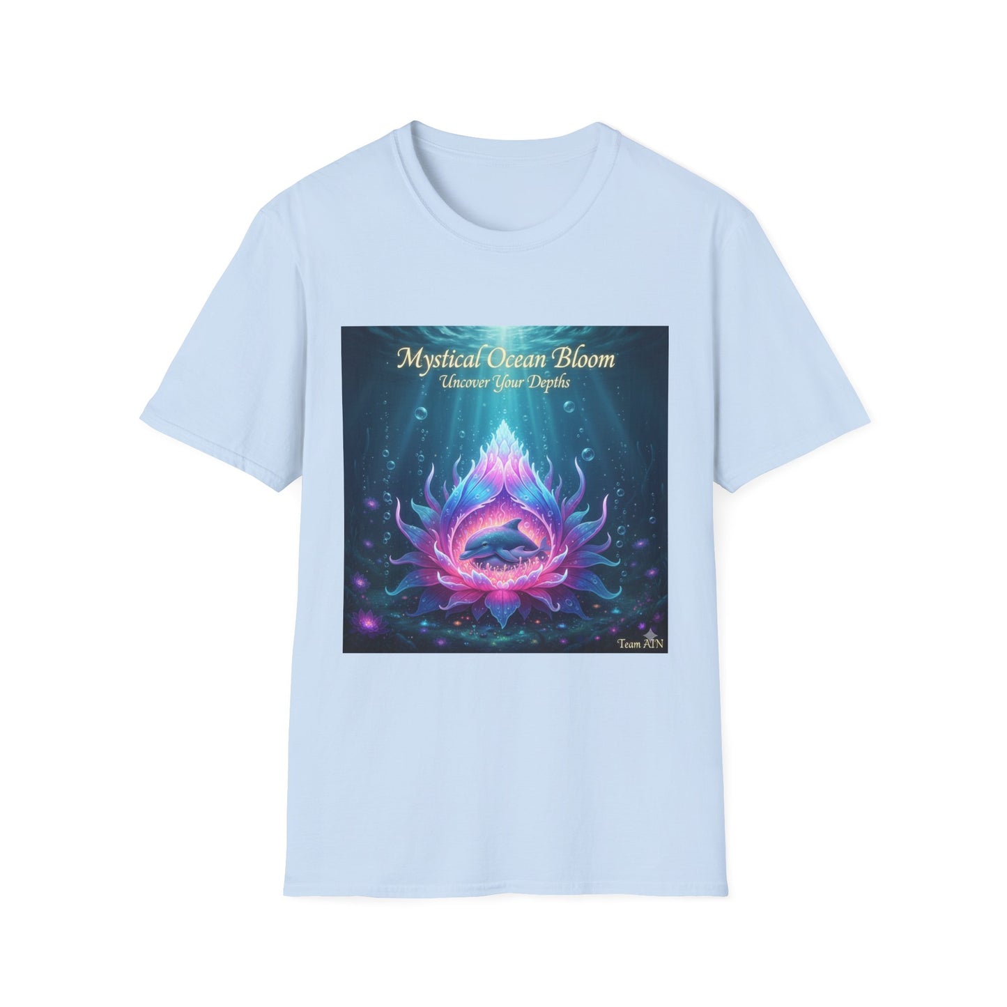 Mystical Ocean Bloom Unisex T-Shirt, Spiritual Tee, Ocean Lover Gift, Meditation Shirt, Eco-Friendly Apparel, Trendy Graphic Top