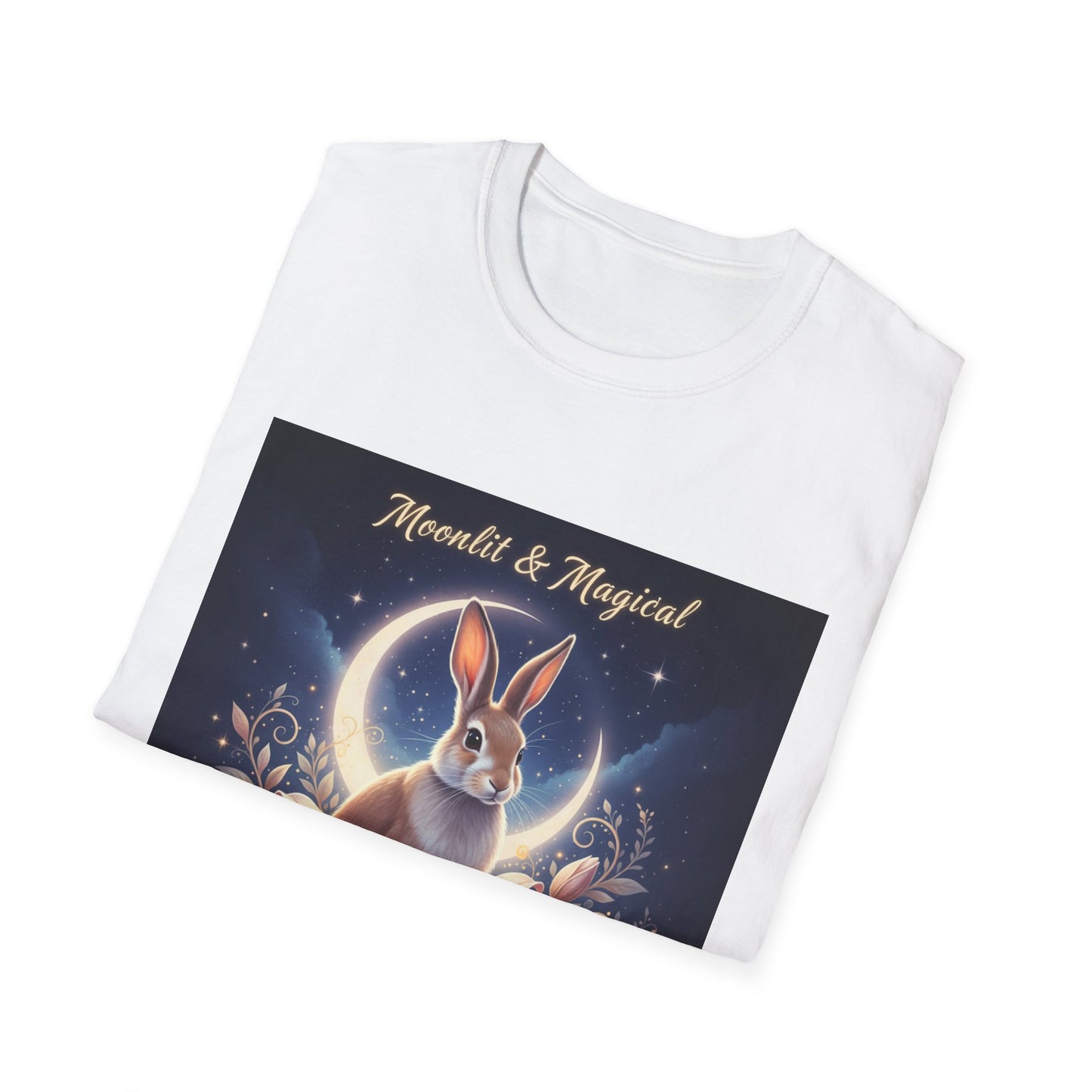 Moonlit & Magical Rabbit Unisex T-Shirt, Cute Rabbit Tee, Gift for Animal Lovers, Casual Wear, Nature Enthusiasts, Birthday Gift