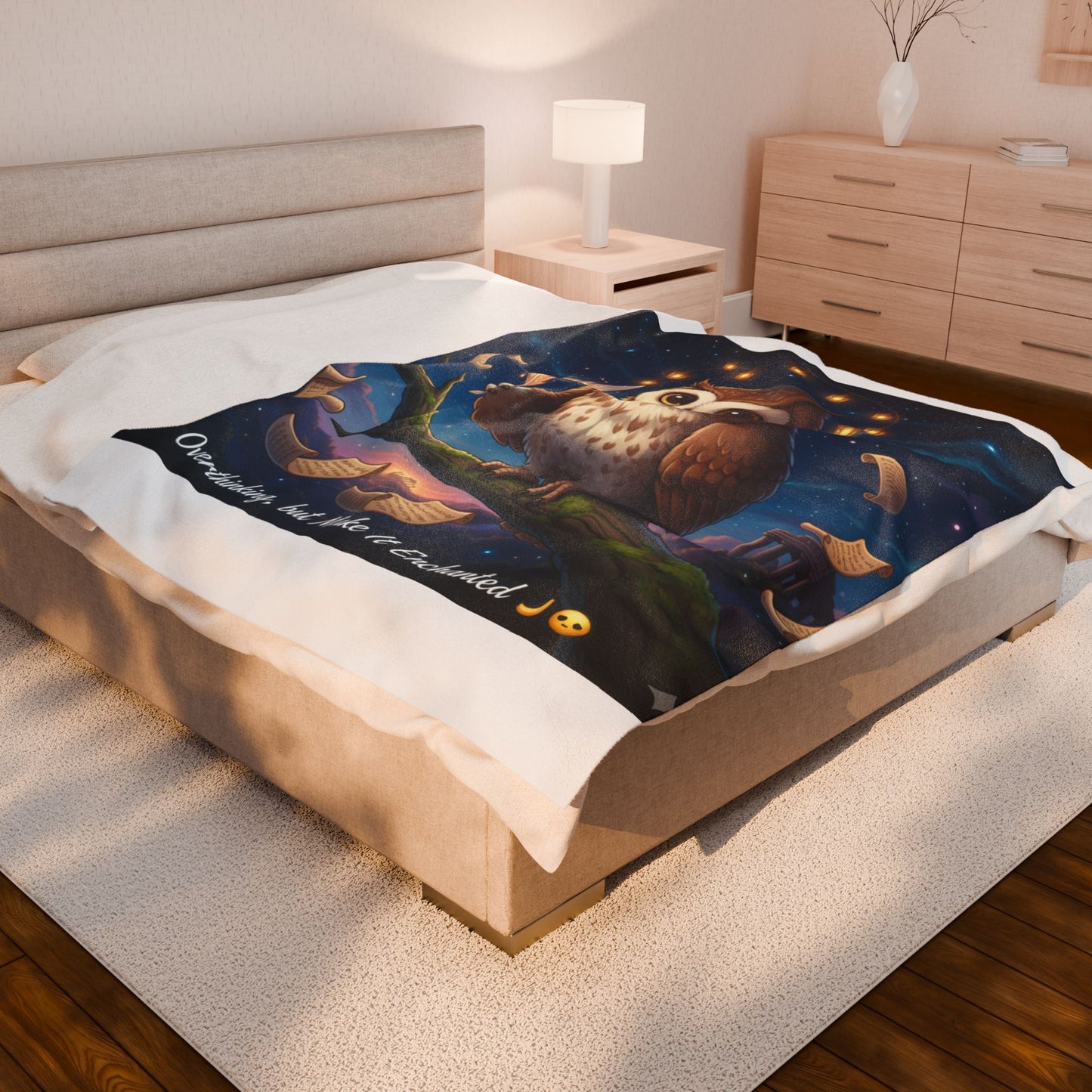 Overthinking Owl Blanket | Enchanted Night Sky Cozy Throw