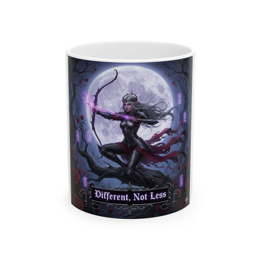 Dark Fantasy Ceramic Mug | Different, Not Less | Gothic Coffee Cup, Valentine's Gift, Fantasy Art, Empowerment Mug