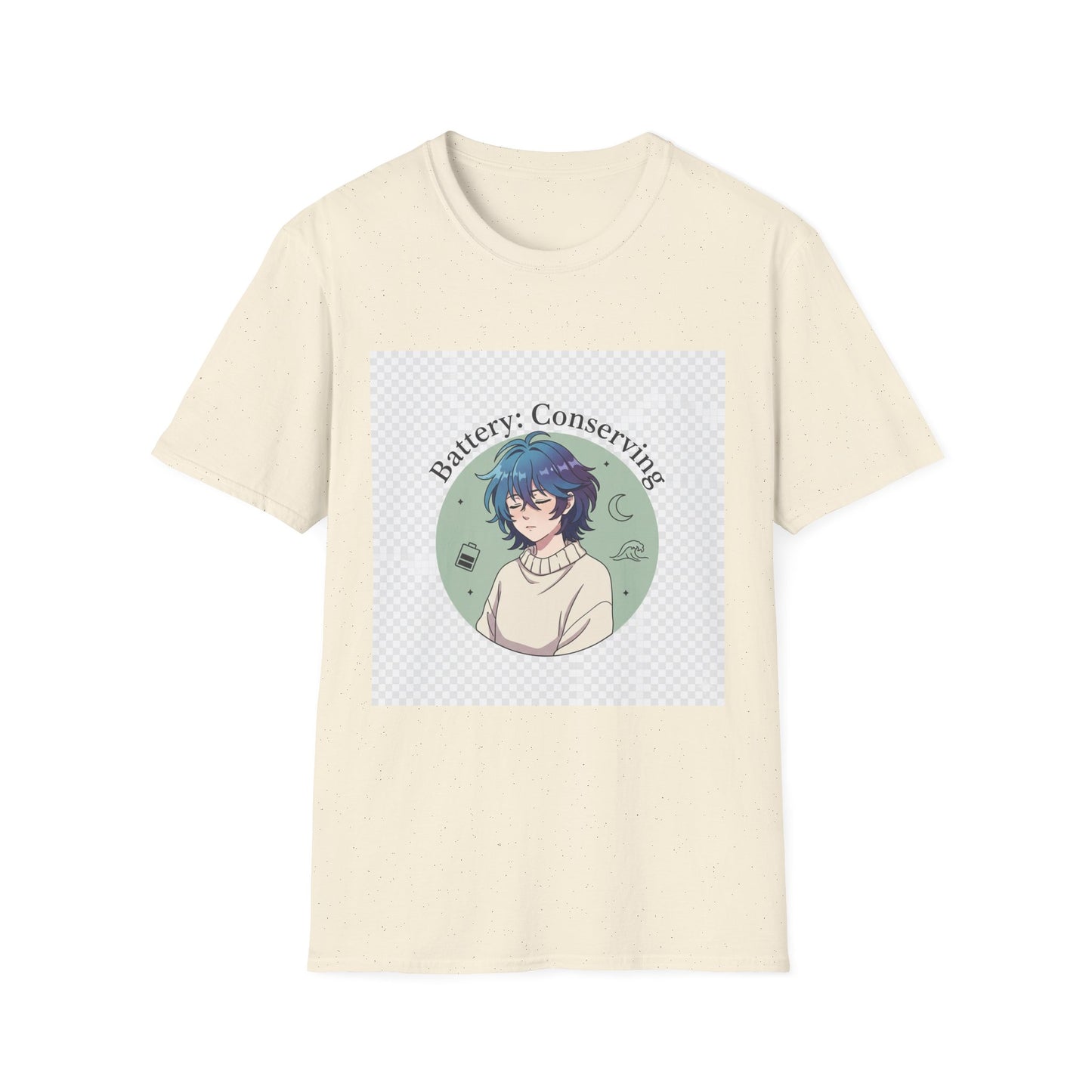 Anime T-Shirt – “Battery: Conserving” Low Energy Tee | Neurospicy Otaku Shirt, Introvert ADHD Merch, Cozy Dopamine-Core Top