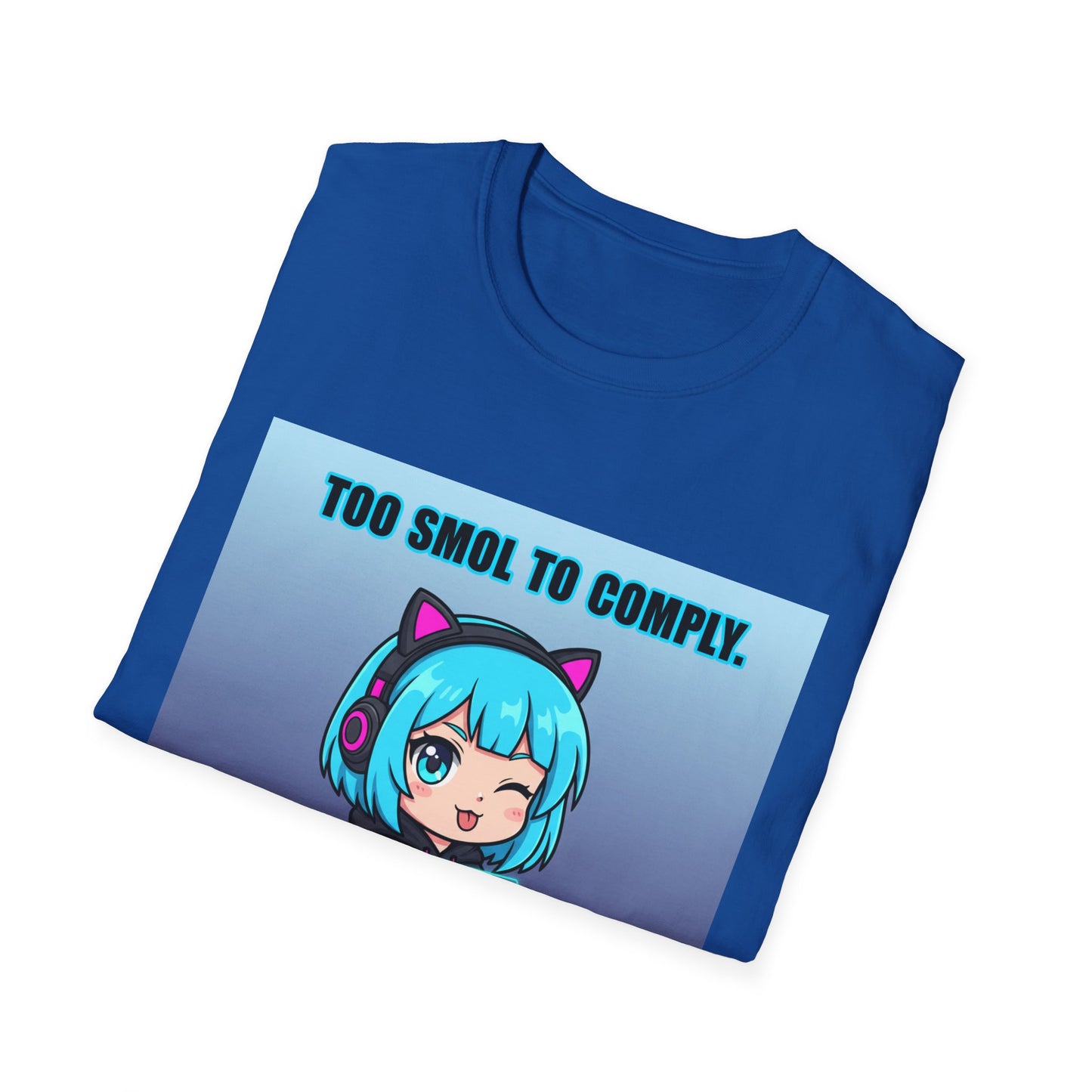 Chibi Hacker T-Shirt – “Too Smol to Comply” | Cute Cyberpunk Gamer Graphic Tee