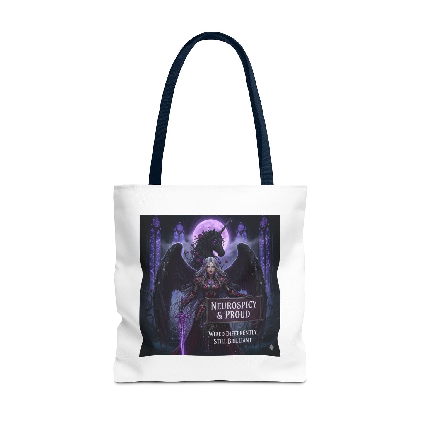 Empowering Gothic Fantasy Tote Bag – Angelic Warrior Artwork