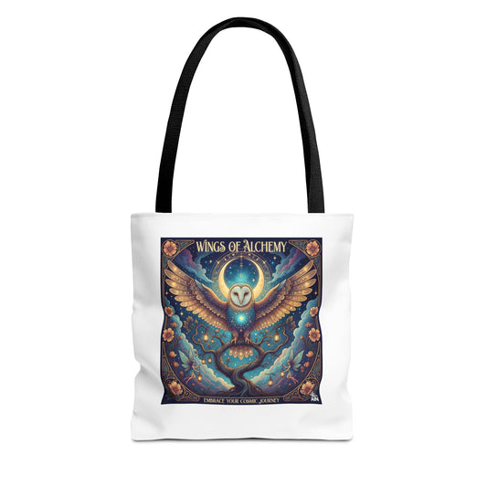 Mystical Owl Tote Bag, Boho Chic Tote, Alchemy Art Handbag, Gift for Nature Lovers, Eco-Friendly Shopping Bag
