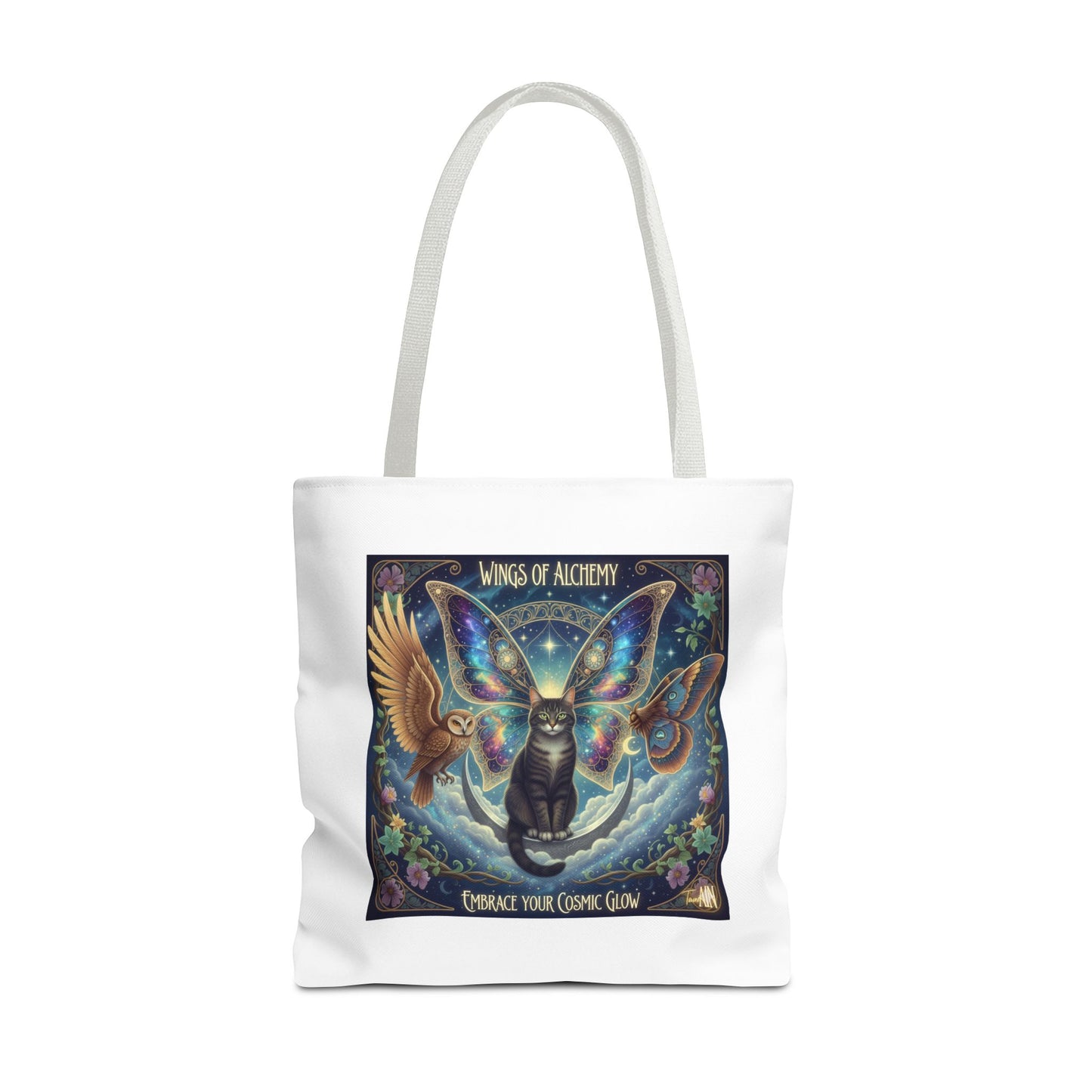 Mystical Cat Tote Bag - Wings of Alchemy, Perfect for Gifts, Shopping, Eco-Friendly Use, Festival Companion, Art Lovers