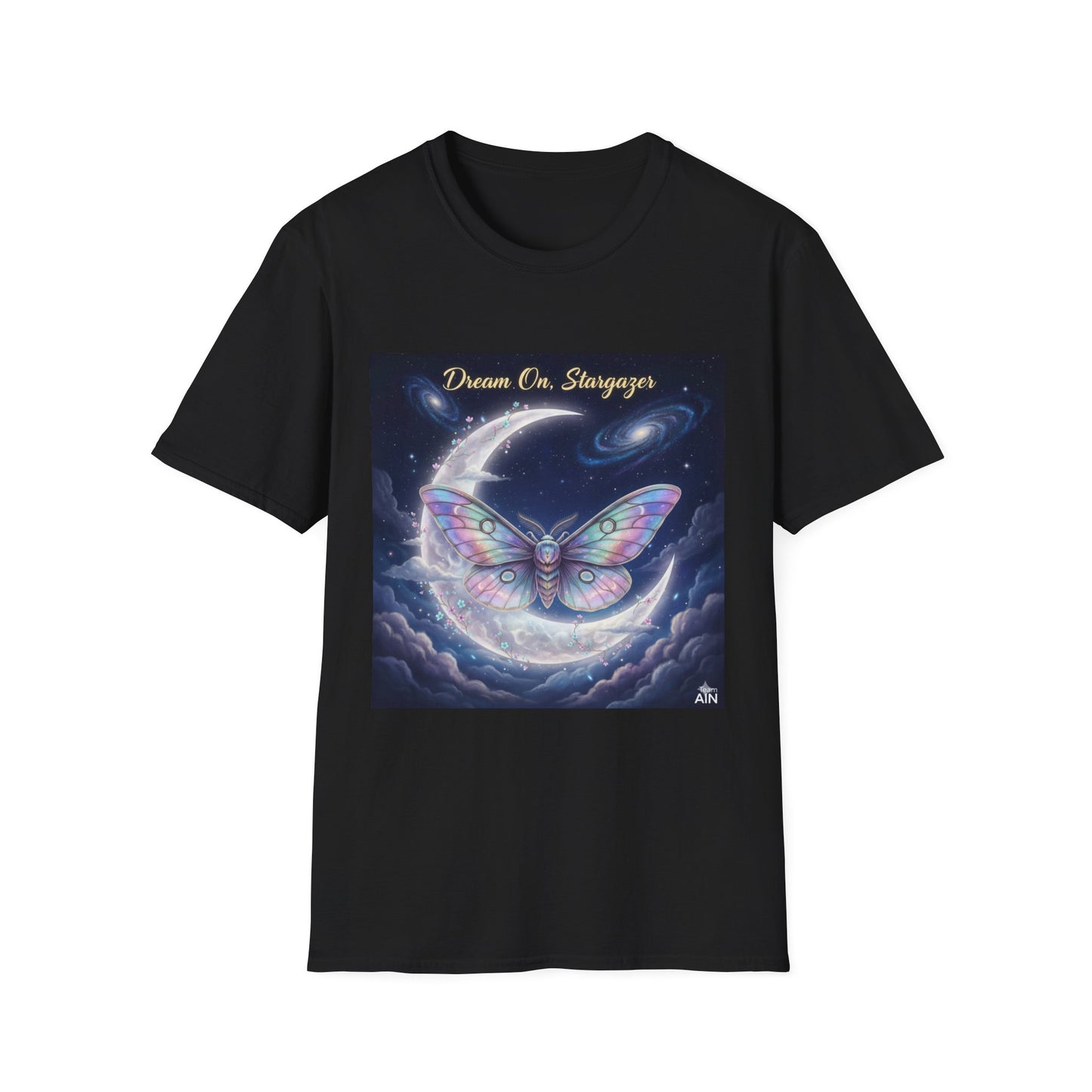 Butterfly Dreams Unisex T-Shirt | Softstyle Tee for Dreamers, Gifts for Her, Inspirational Apparel, Nature Lovers, Moon & Butterfly Design