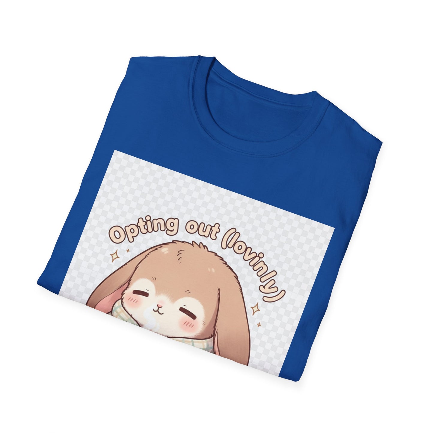 Opting Out Lovingly Bunny T-Shirt | Kawaii Self-Care Tee, Soft Mode Strategy Shirt, Cozy Neurospicy Anime Top