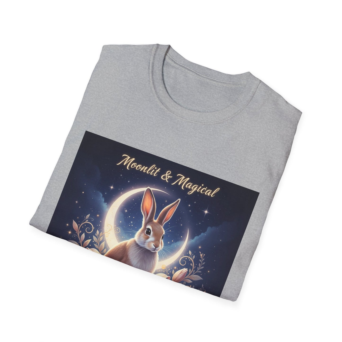 Moonlit & Magical Rabbit Unisex T-Shirt, Cute Rabbit Tee, Gift for Animal Lovers, Casual Wear, Nature Enthusiasts, Birthday Gift