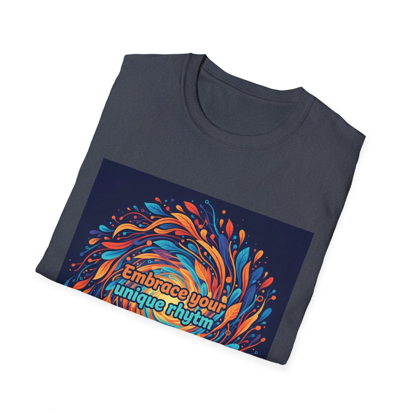 "Embrace Your Unique Rhythm" Neurodiversity-Inspired T-Shirt – Swirl Art Design on White Unisex Tee