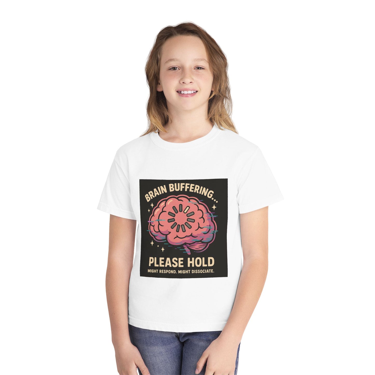 Brain Buffering Youth Tee - Fun Graphic Tee, Casual Wear, Gift for Teens, Cool Funny Shirt, Brainy Humor