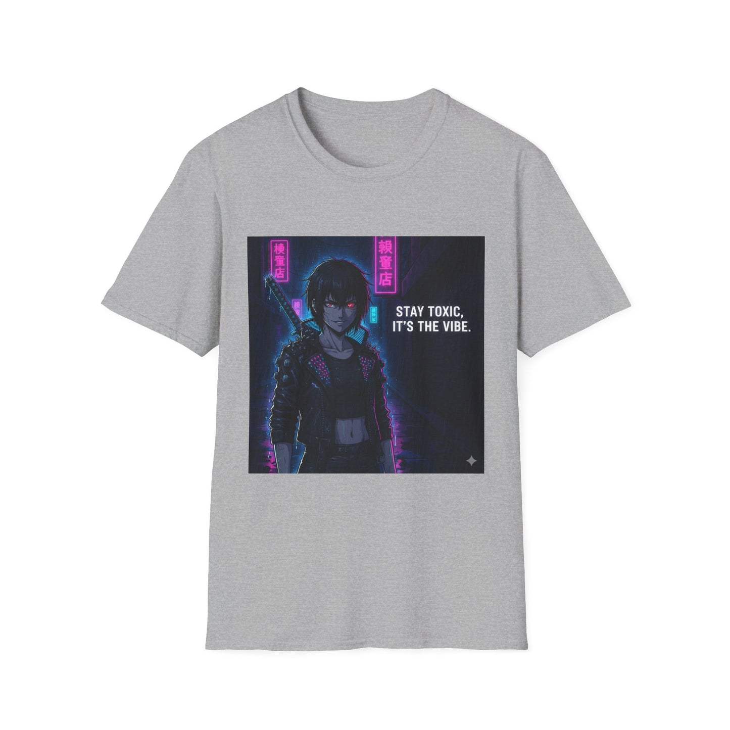 Cyberpunk Samurai T-Shirt – “Stay Toxic, It’s the Vibe” | Dark Anime Streetwear Graphic Tee