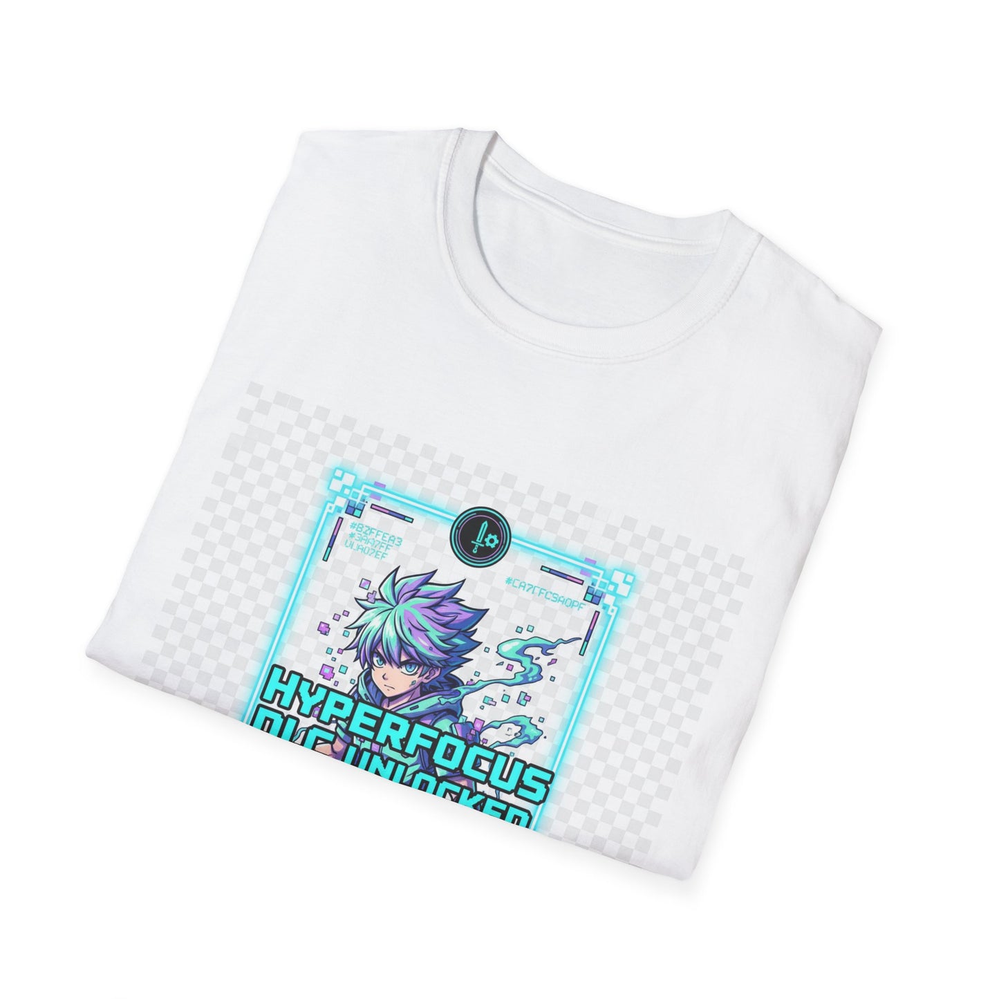 Cyberpunk Anime T-Shirt – Glitchcore Blue Neon Tee | Neurospicy Gamer Shirt, Otaku Aesthetic Clothing, Vaporwave Core Top