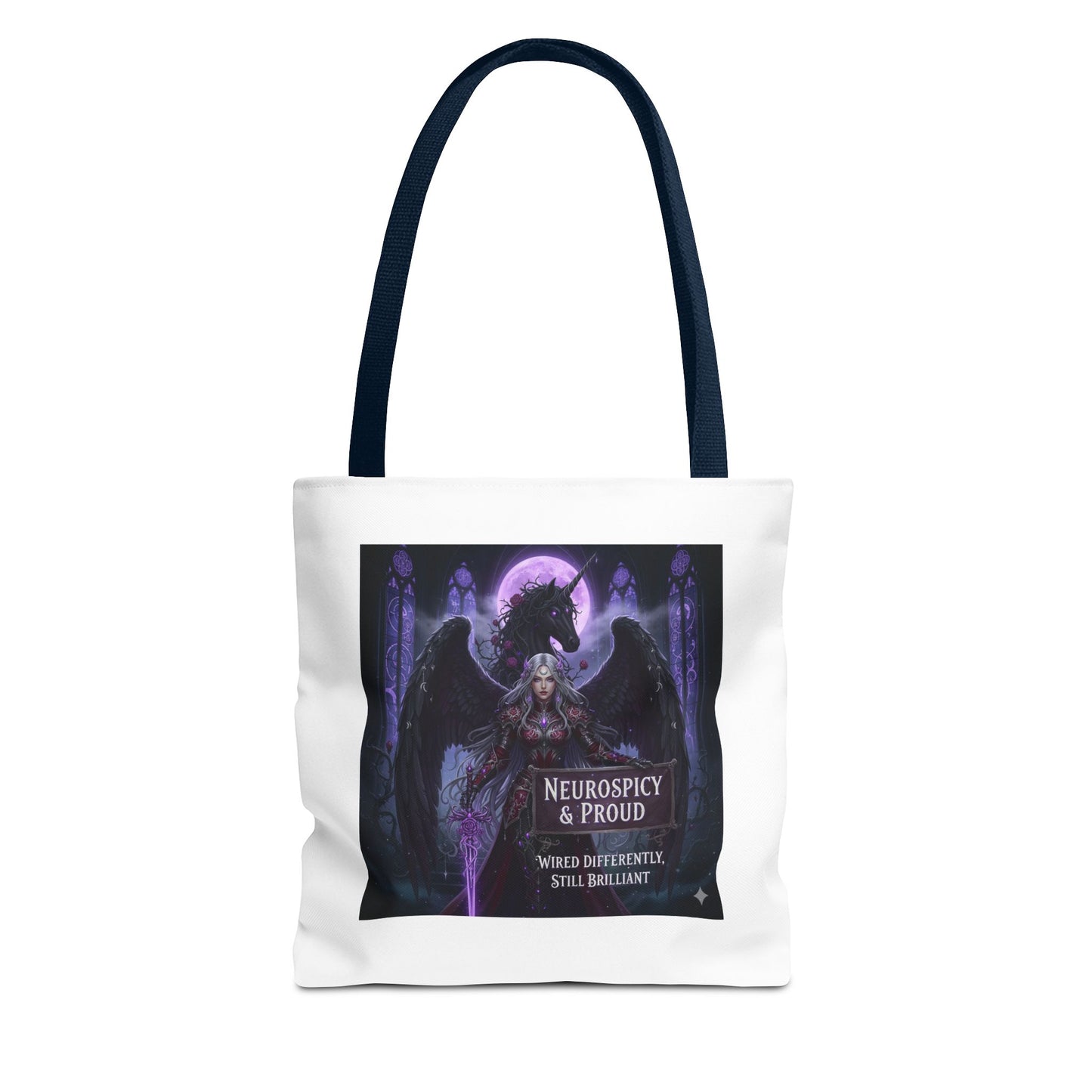 Empowering Gothic Fantasy Tote Bag – Angelic Warrior Artwork