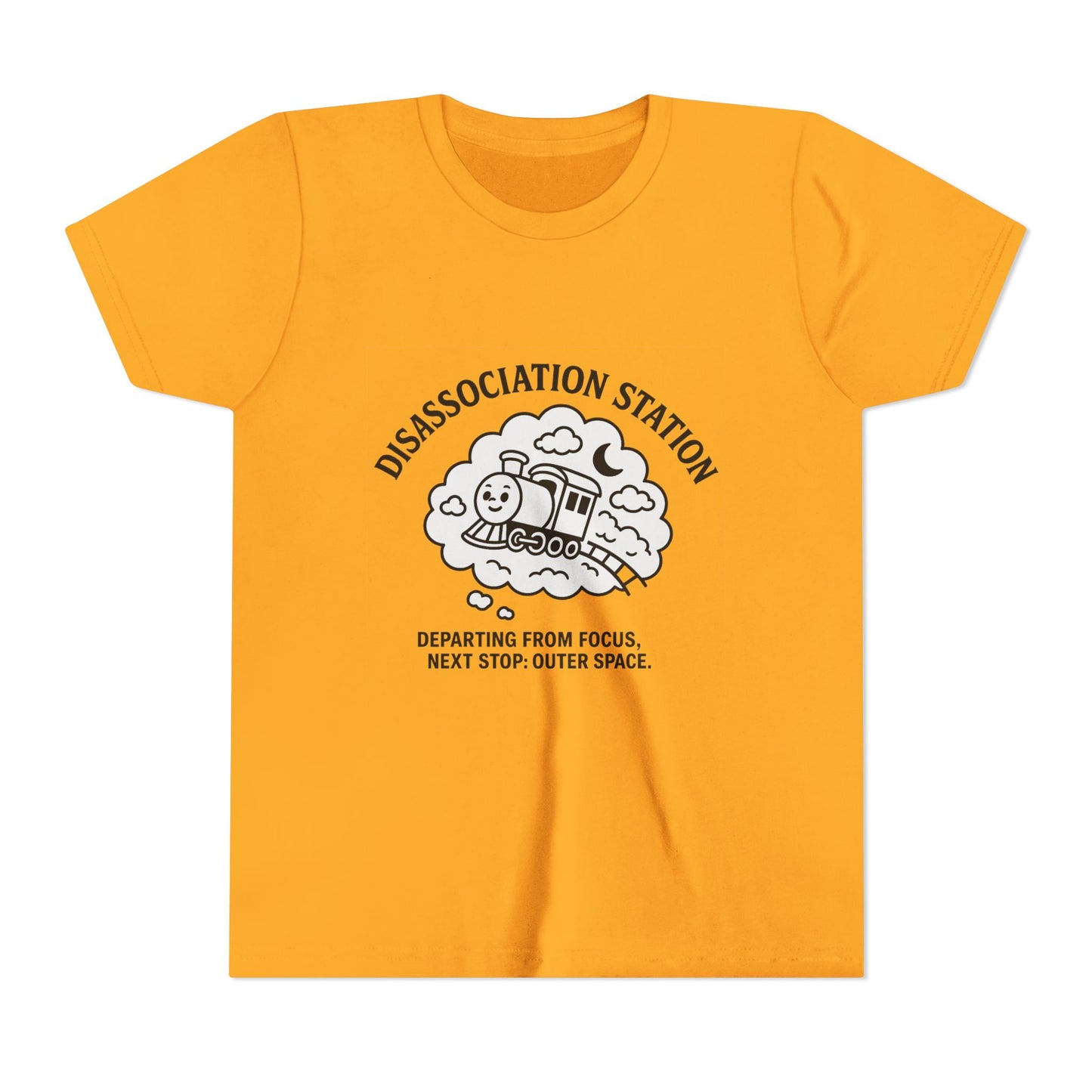 Disassociation Station Kids Tee - Fun Train Graphic, Youth Short Sleeve Shirt, Gift for Kids, Casual Everyday Wear, Cool Summer Top