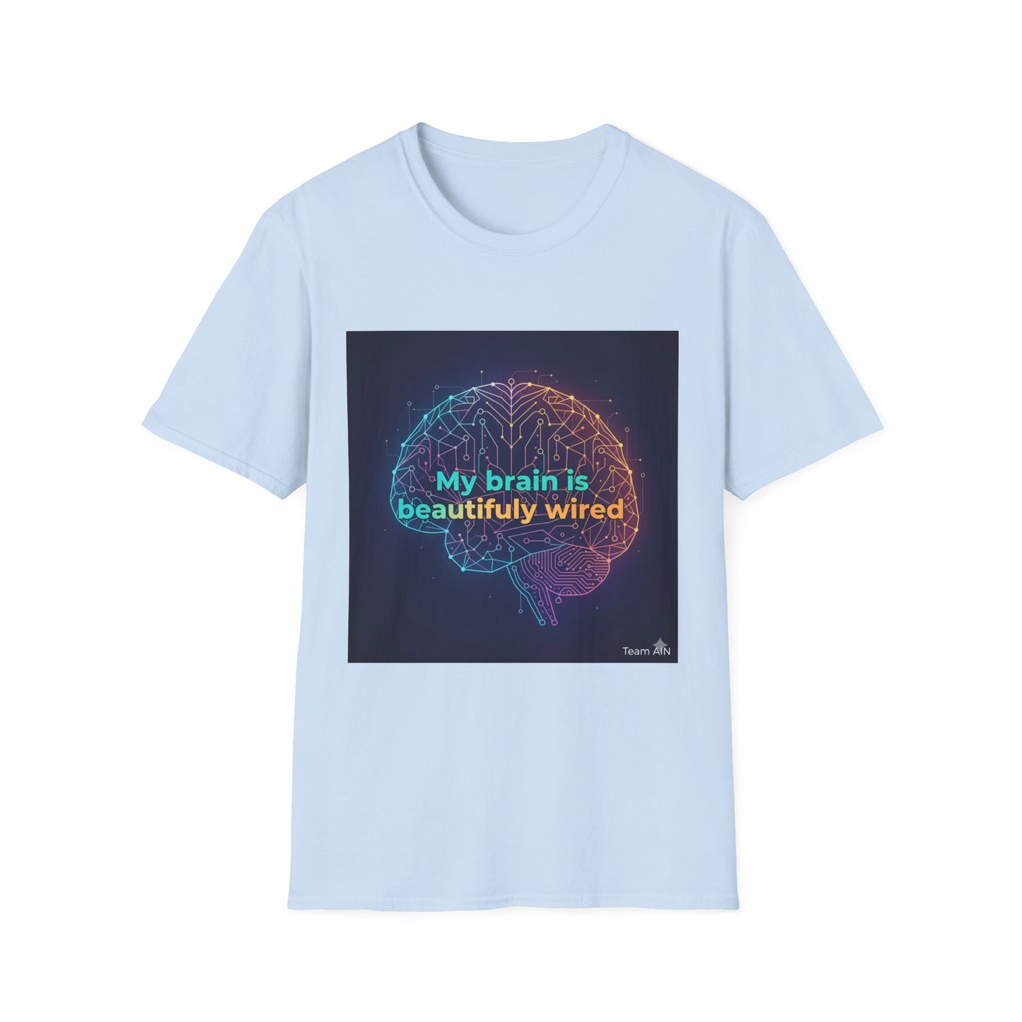 "My Brain Is Beautifully Wired" Neurodiversity T-Shirt – Circuit Brain Design on White Tee