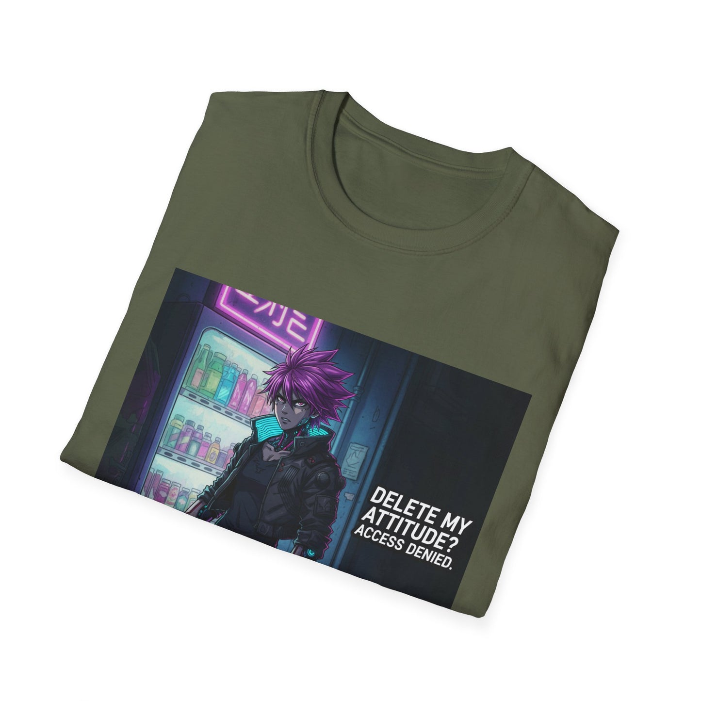 Cyberpunk Samurai T-Shirt – “Delete My Attitude? Access Denied.” | Futuristic Anime Streetwear