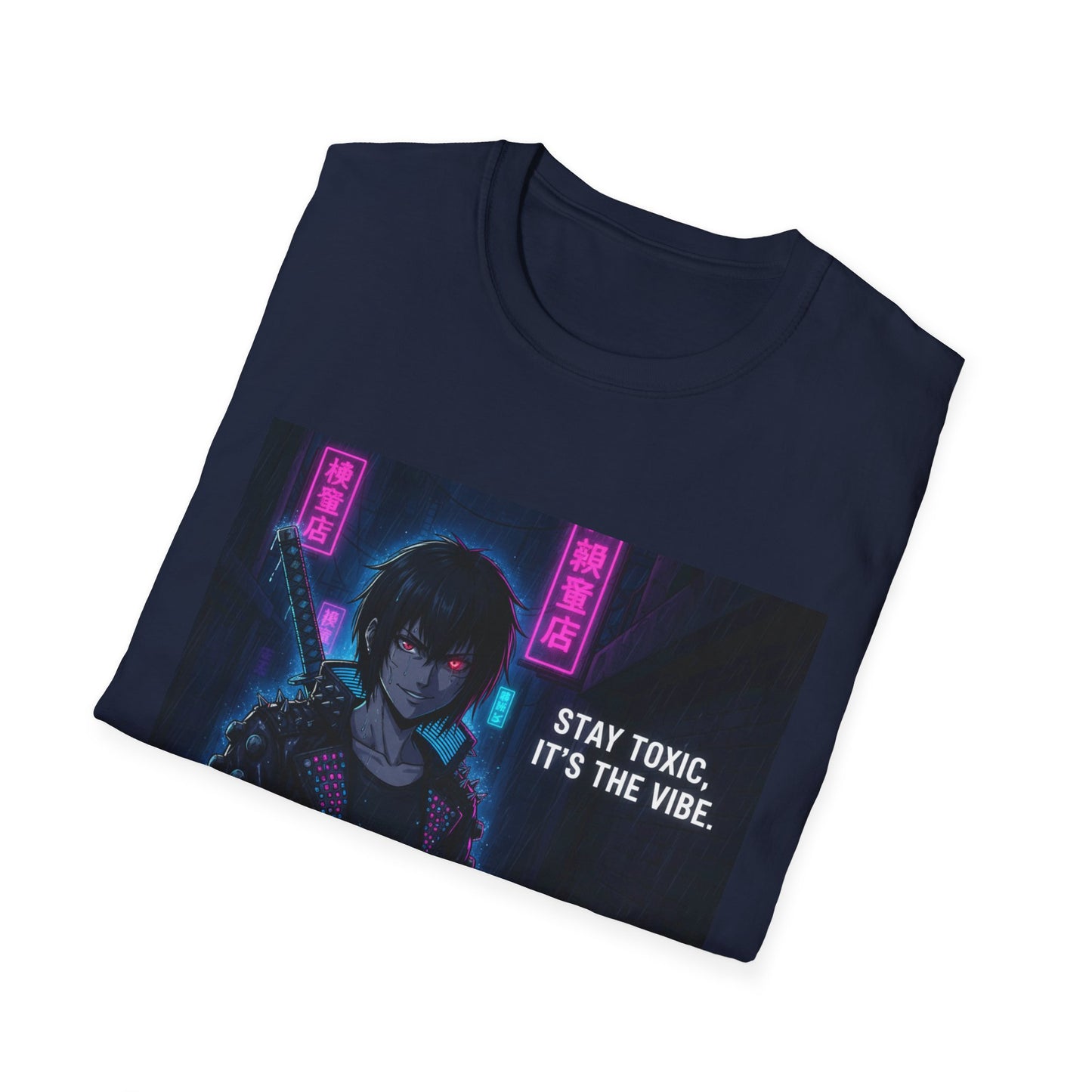 Cyberpunk Samurai T-Shirt – “Stay Toxic, It’s the Vibe” | Dark Anime Streetwear Graphic Tee